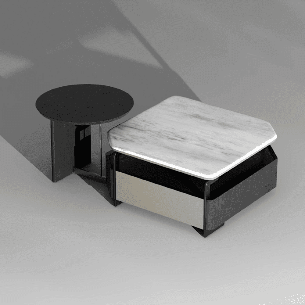 Logan Nesting Coffee Table with Marble Tech Top - Modern Living Room Furniture Set for Small Spaces, Home Decor & Office Use