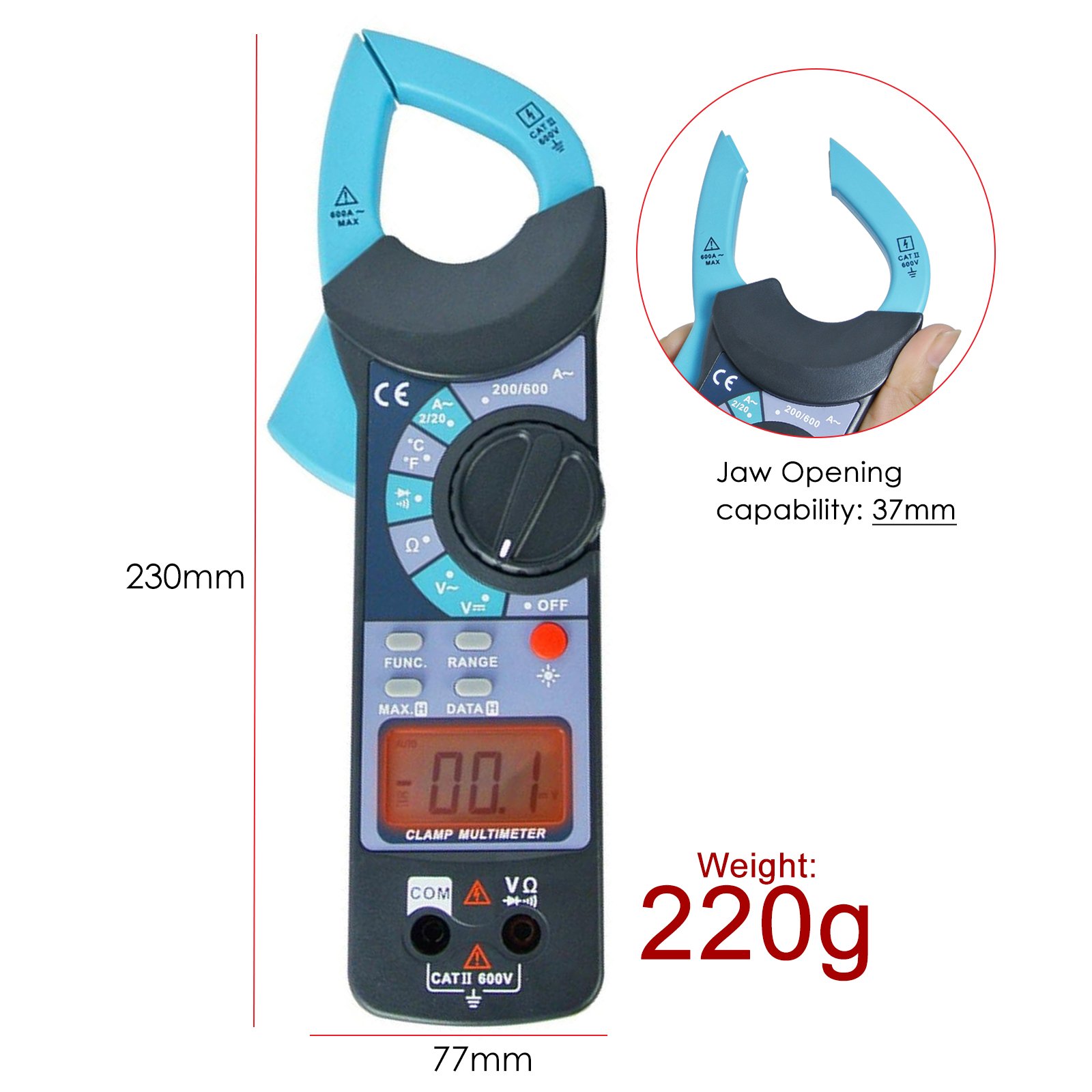 Digital Clamp Meter - AC/DC Current Voltage Tester with Audible Continuity & Resistance Measurement - Perfect for Electricians, HVAC Technicians & DIY Home Electrical Projects