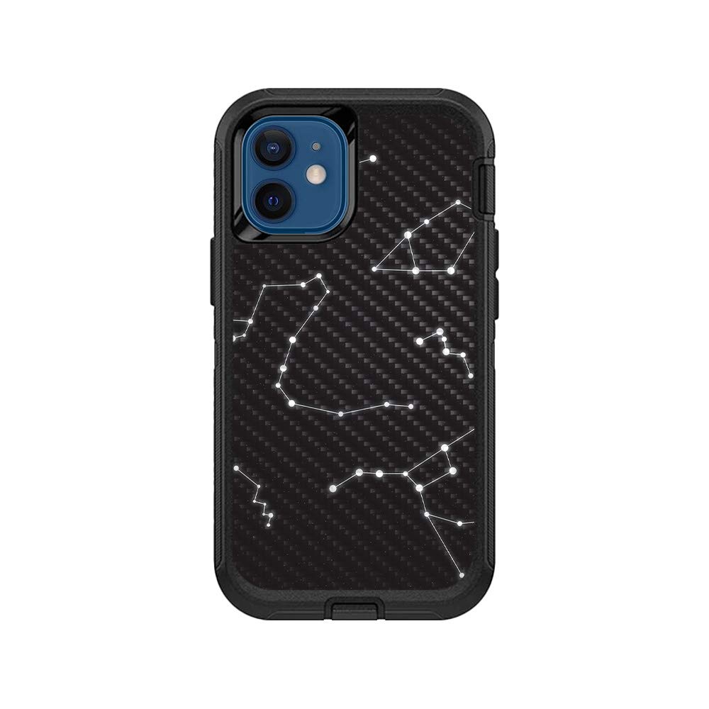 MightySkins Carbon Fiber Skin for OtterBox Defender iPhone 12 Mini - Constellations Design | Protective & Durable Textured Finish | Easy to Apply | Made in USA | Perfect for Daily Protection & Style Enhancement
