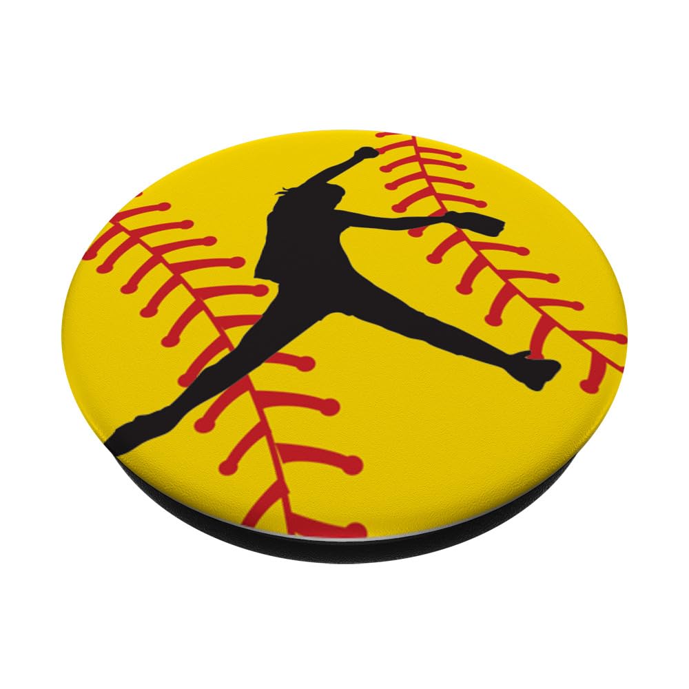 Softball Pitcher PopSockets PopGrip: Swappable Phone & Tablet Grip with Adhesive Backing - Perfect for Fans, Players, and Everyday Use