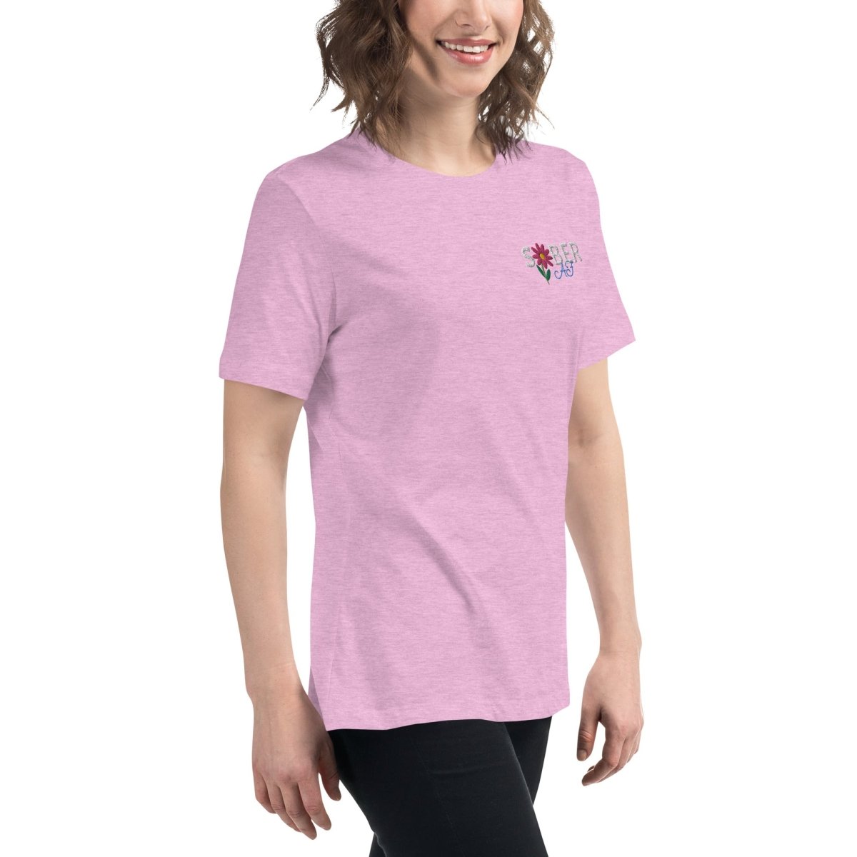 SOBER AF Women's Relaxed T-Shirt - Spring Blossom Print Comfortable Casual Tee for Everyday Wear, Lounge & Outings