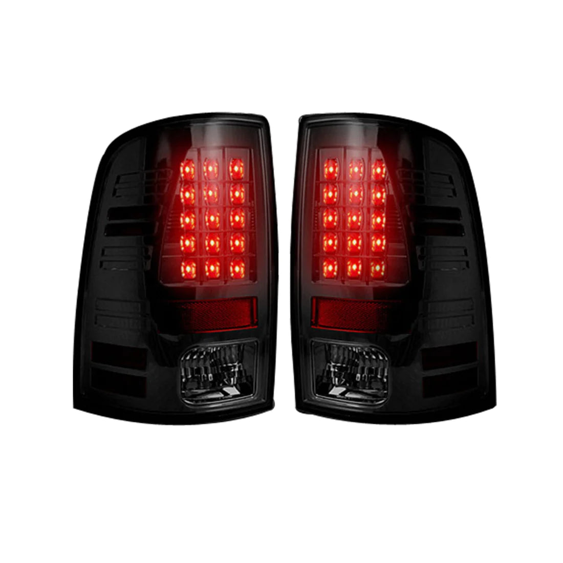Dodge RAM 2500/3500 2010-2018 LED Tail Lights - Smoked Black Replacement for OEM Halogen | Enhanced Visibility & Style for Pickup Trucks