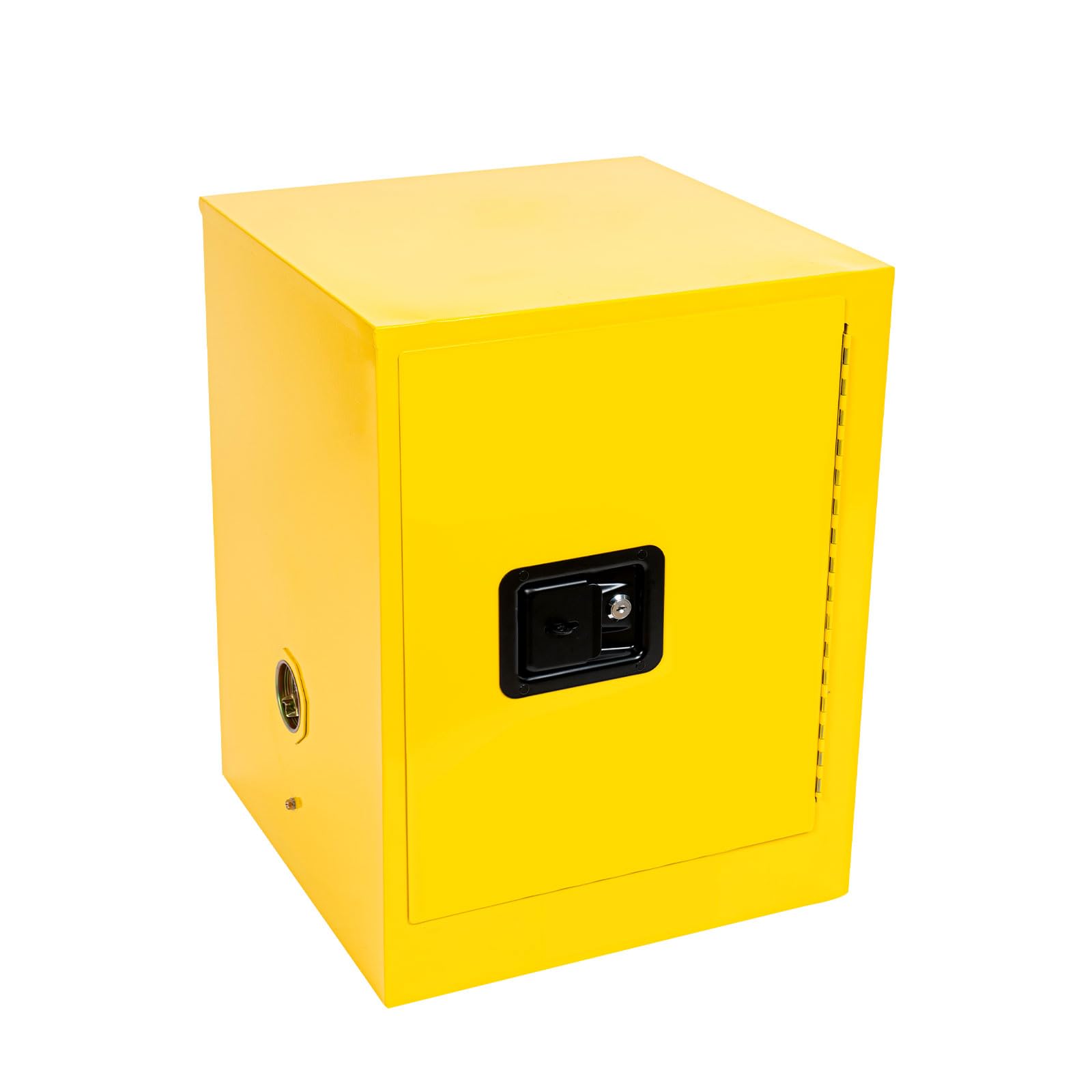 TFCFL 4 Gallon Yellow Galvanized Steel Flammable Safety Storage Cabinet - 1 Door Manual Countertop Chemical Cabinet for Home, Workshop & Industrial Use | Fireproof Hazardous Material Organizer for Paint, Solvents & Cleaning Supplies