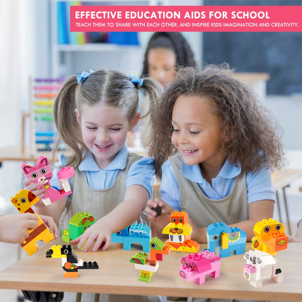 122-Piece Animals Building Blocks Set - STEM Educational Construction Toy Kit with Storage Box for Kids Ages 3-6 | Creative Preschool Learning Toys for Toddlers Boys & Girls | Perfect for Birthday, Christmas Gifts & Classroom STEM Activities