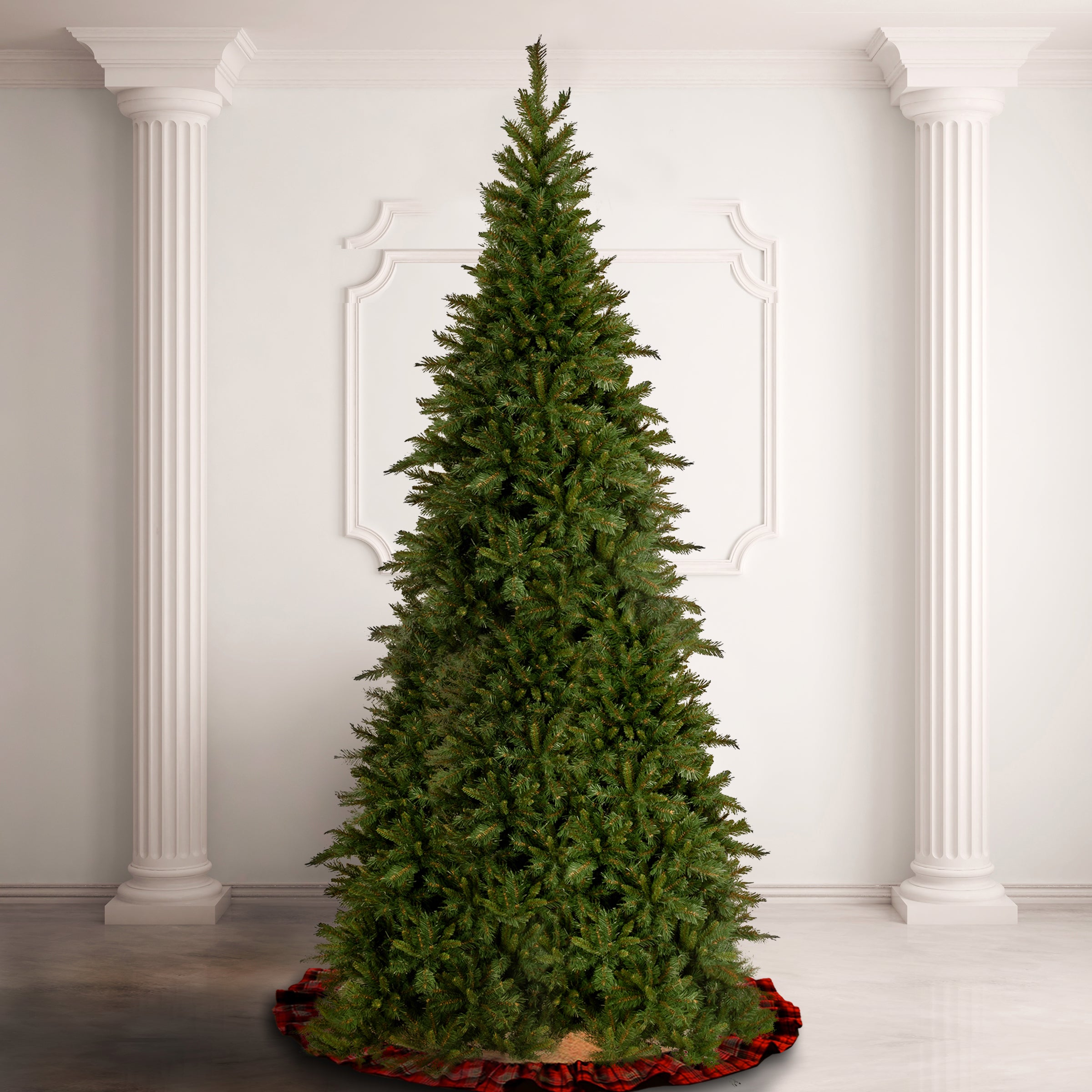 10 ft. Tiffany Fir Slim Artificial Christmas Tree - Premium Pre-Lit LED Lights for Holiday Decor | Perfect for Living Room, Office & Party Decorations