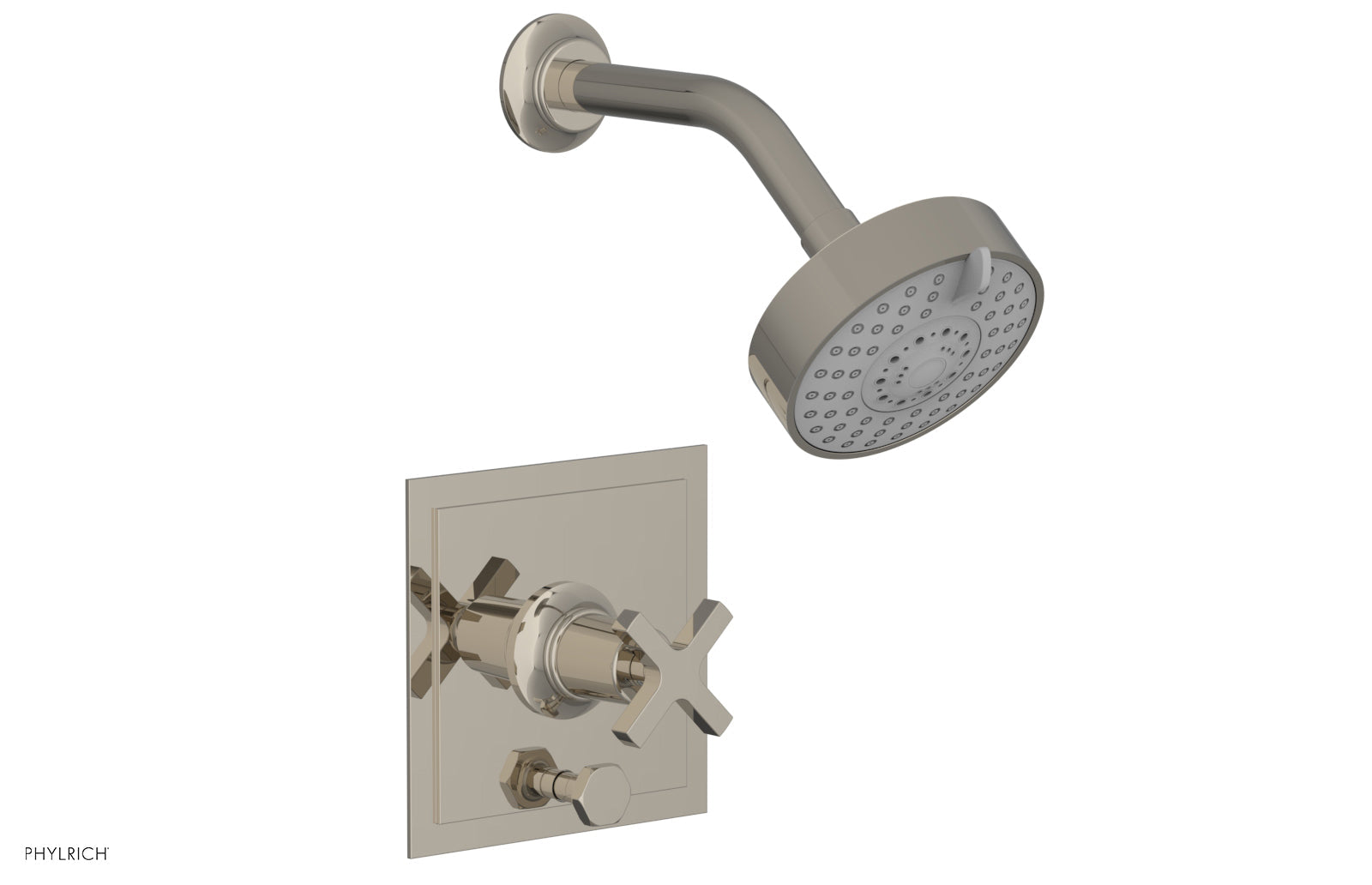 HEX MODERN Pressure Balance Shower and Diverter Set with Cross Handle - Chrome Finish (No Spout) for Bathroom Remodel & Spa-Like Shower Experience