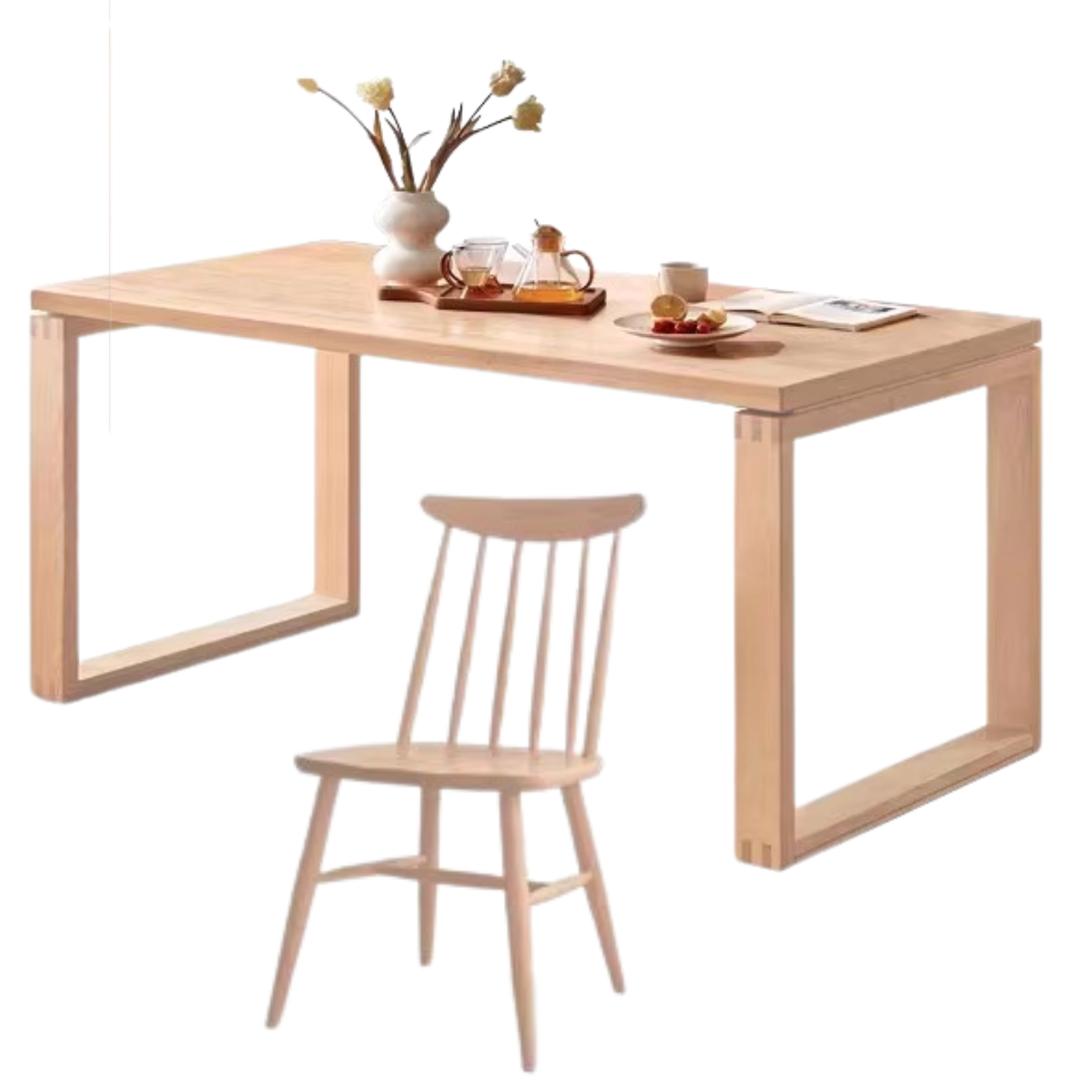 70.8x33.4x29.5 inch / 180x85x75 cm / Natural Wood Color / Oak Dining table + 6 chairs chair