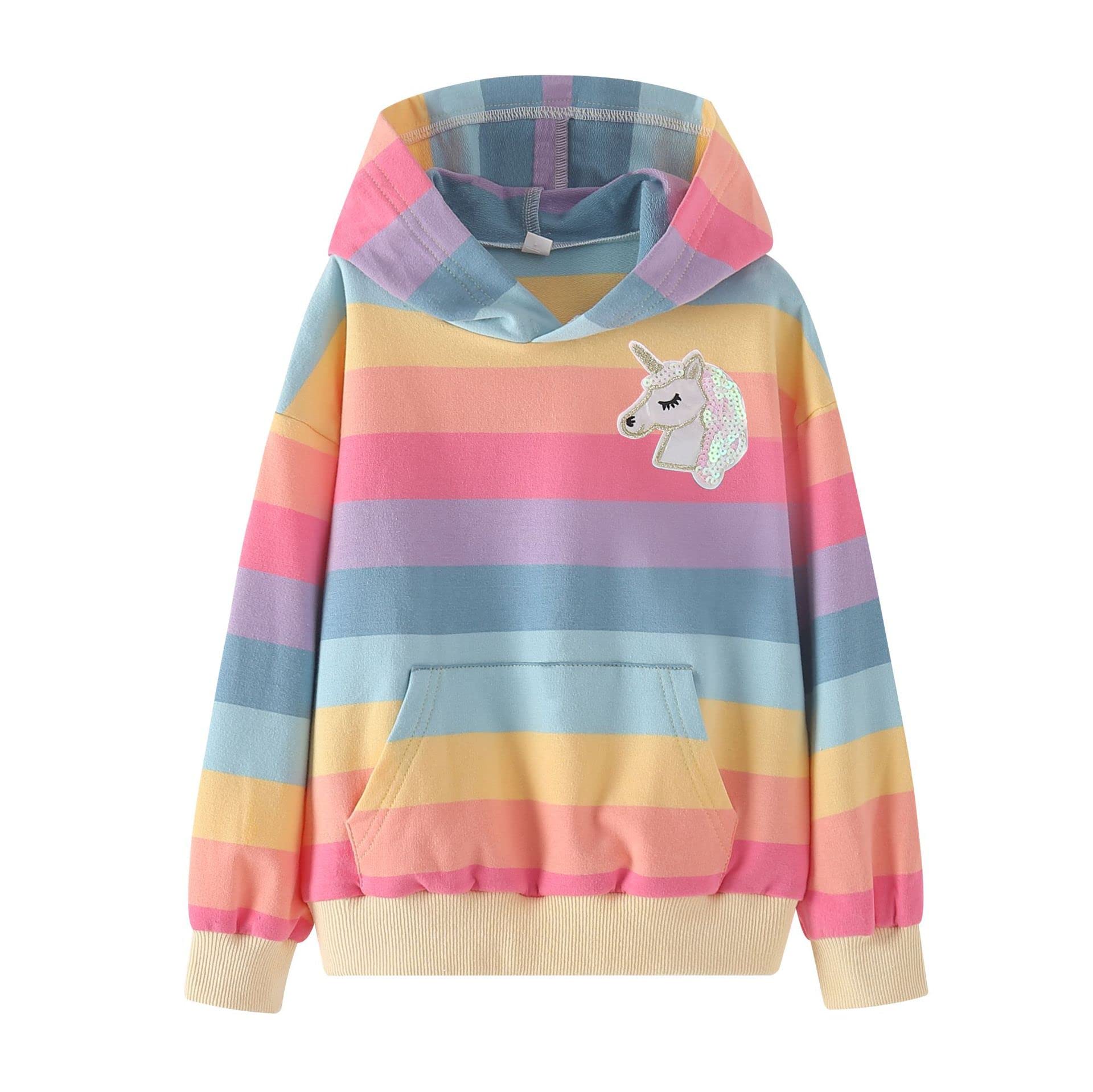 WELAKEN Girls Unicorn Sweatshirt - Cute Toddler & Kids Pullover Hoodie for School, Play & Birthday Parties | Soft Cotton Sweater Top for Little Girls