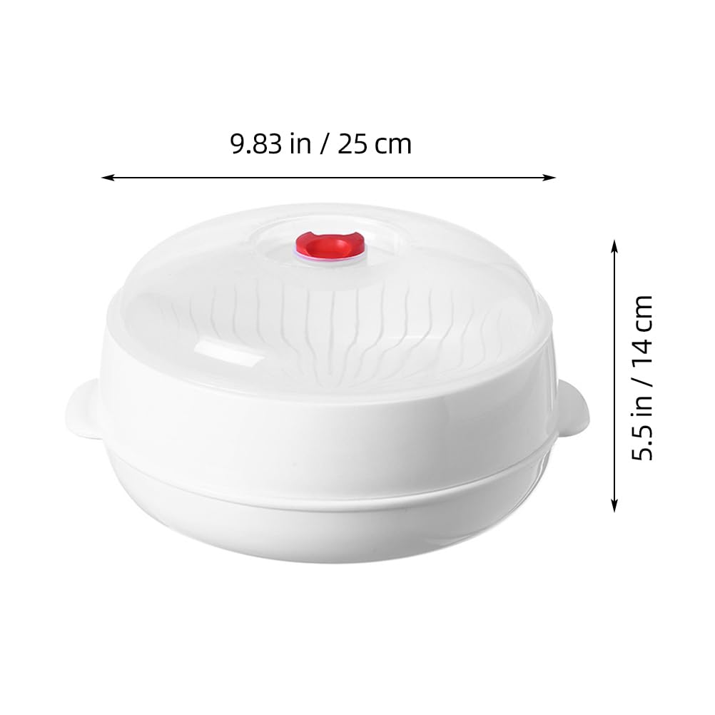 DOITOOL Microwave Steamer with Lid - BPA-Free Plastic Food Steamer for Rice, Fish, Meat & Dumplings - Round White Kitchen Cooking Container for Healthy Meals | Perfect for Meal Prep, Leftovers & Quick Snacks