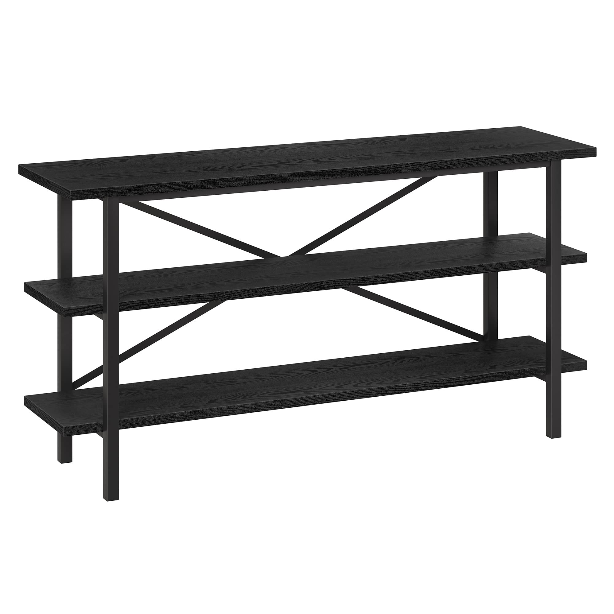 Holloway 65 Inch TV Stand - Modern Rectangular Entertainment Center with Black Wood Grain Finish for Living Room, Bedroom & Home Theater