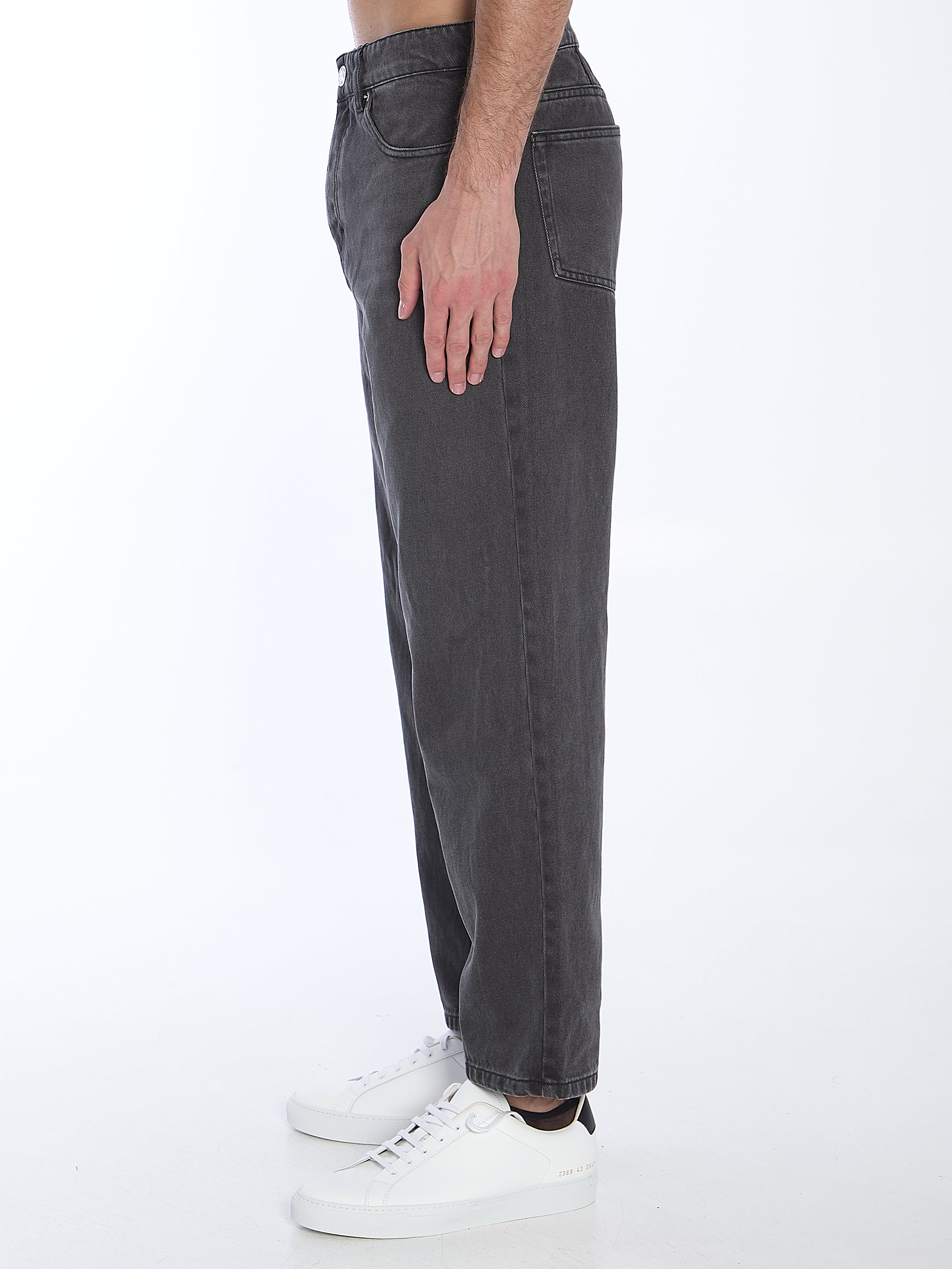 Ami Paris Women's Tapered Jeans - Slim Fit High Waist Stretch Denim Pants for Casual Wear & Everyday Outfits