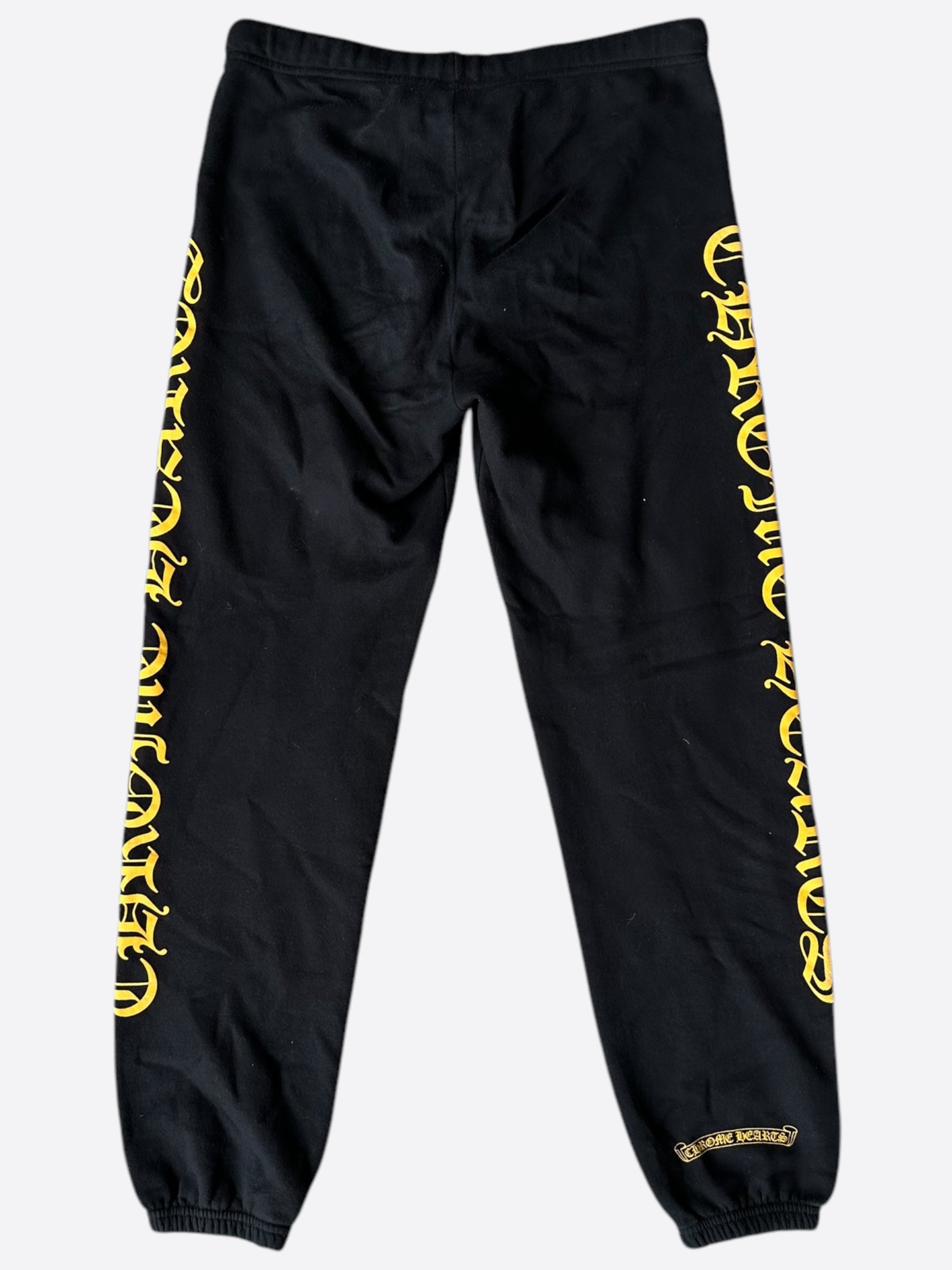 Chrome Hearts Black & Yellow Script Sweatpants for Men & Women - Stylish Luxury Lounge Pants for Casual Wear, Gym & Street Fashion