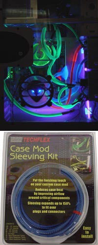 UV Reactive Blue Techflex Cable Sleeving - Flexible Wire Protection for PC Builds, Automotive Wiring & DIY Electronics Projects