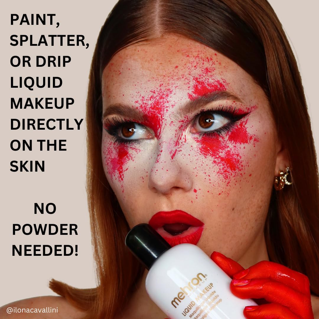 Mehron Liquid Makeup - Professional Face & Body Paint for Halloween, Cosplay & Airbrushing | Waterproof, Long-Lasting Formula | 1 oz Sable Brown | Perfect for Costume Parties, Theater & SFX Makeup