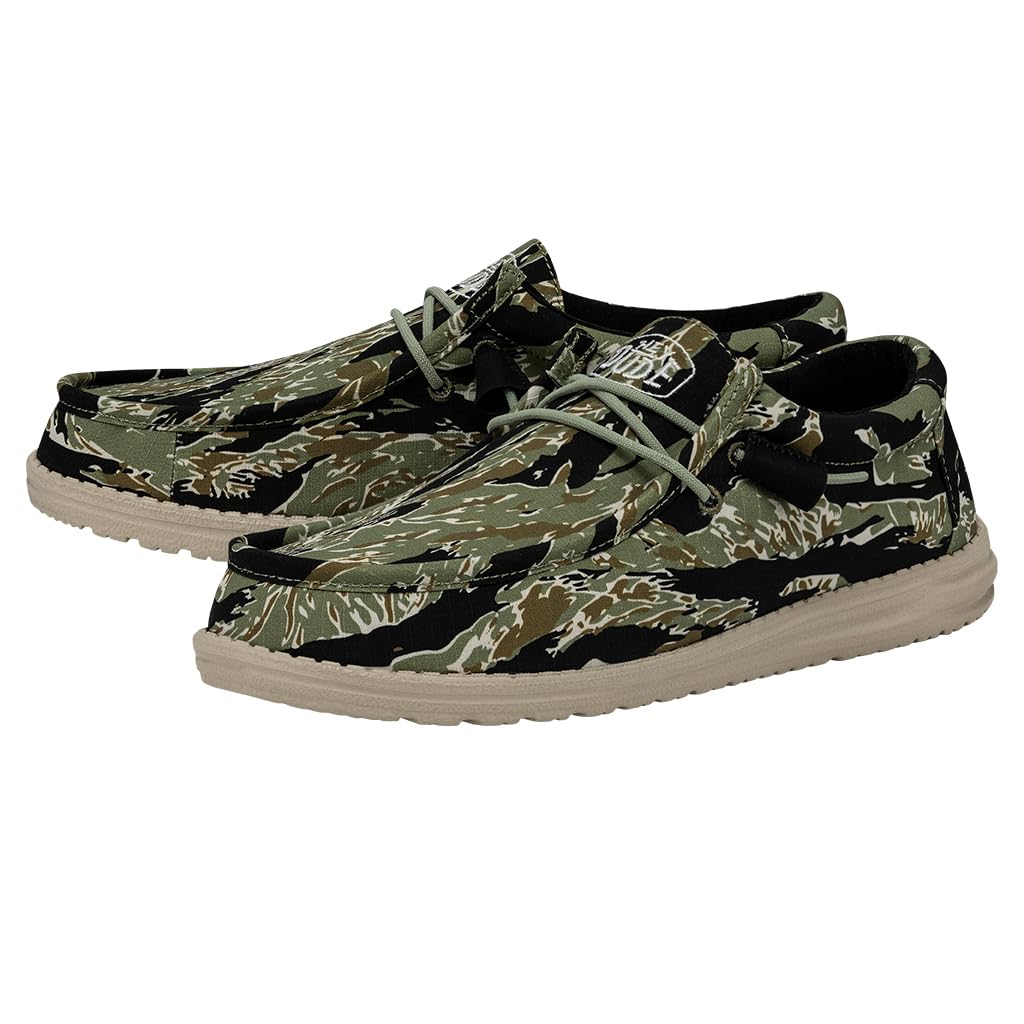 Hey Dude Men's Wally Camo Slip-On Loafers - Comfortable Lightweight Casual Shoes for Men | Perfect for Walking, Travel & Everyday Wear