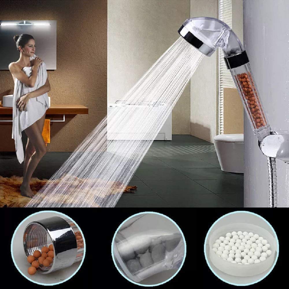 Firstone Adjustable Filter Anion Shower Head - High Pressure Water Saving Universal Handheld Shower for Hard Water & Low Water Pressure - Perfect for Bathroom, Spa & RV Use (Model FSSH0001)