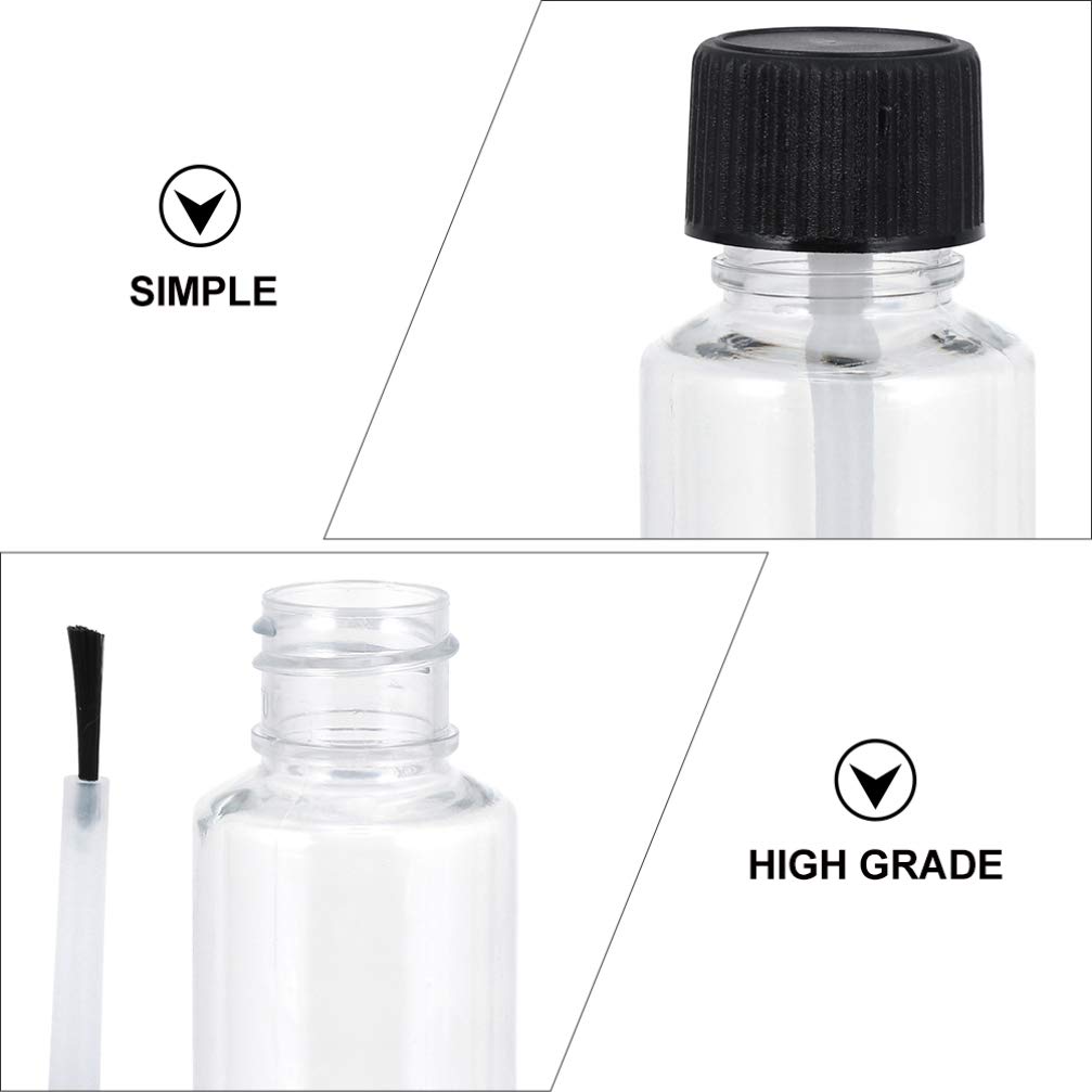 FRCOLOR 20pcs 20ml Empty Nail Polish Bottles with Brush - Refillable Plastic Nail Art Containers for DIY Manicure, Salon & Home Use