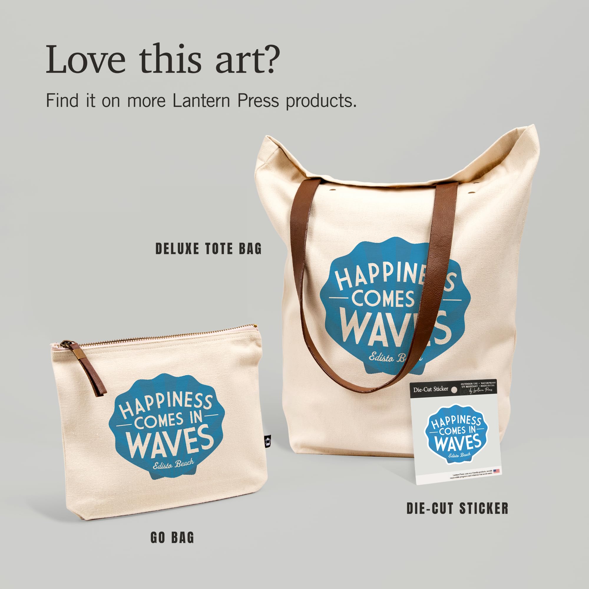 Waterproof Die Cut Vinyl Sticker - Edisto Beach South Carolina 'Happiness Comes in Waves' Decal (3-6 inch) for Cars, Laptops, Water Bottles & Coolers - Perfect for Beach Lovers & Coastal Decor