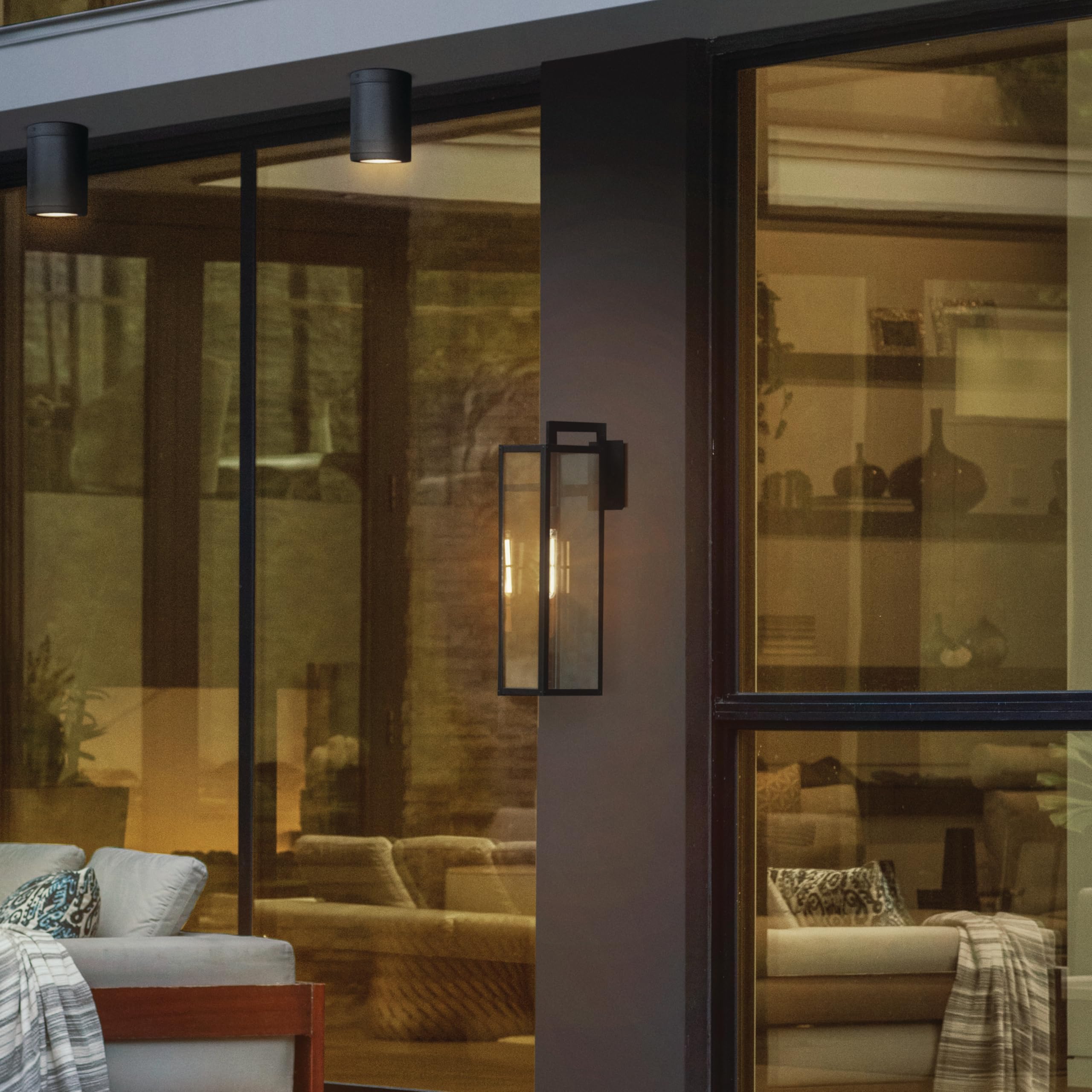 Hinkley Republic 1005BK Large Outdoor Wall Mount Lantern - Modern Black Composite Exterior Light with Anti-Fading Finish - Perfect for Porch, Patio, and Entryway Lighting