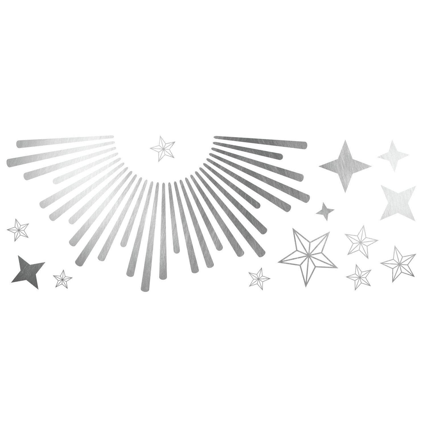RoomMates RMK3897BX Sunburst Peel and Stick Wall Decals with Round Mirror - Silver | Self-Adhesive Wall Art for Bedroom, Nursery, Living Room Decor