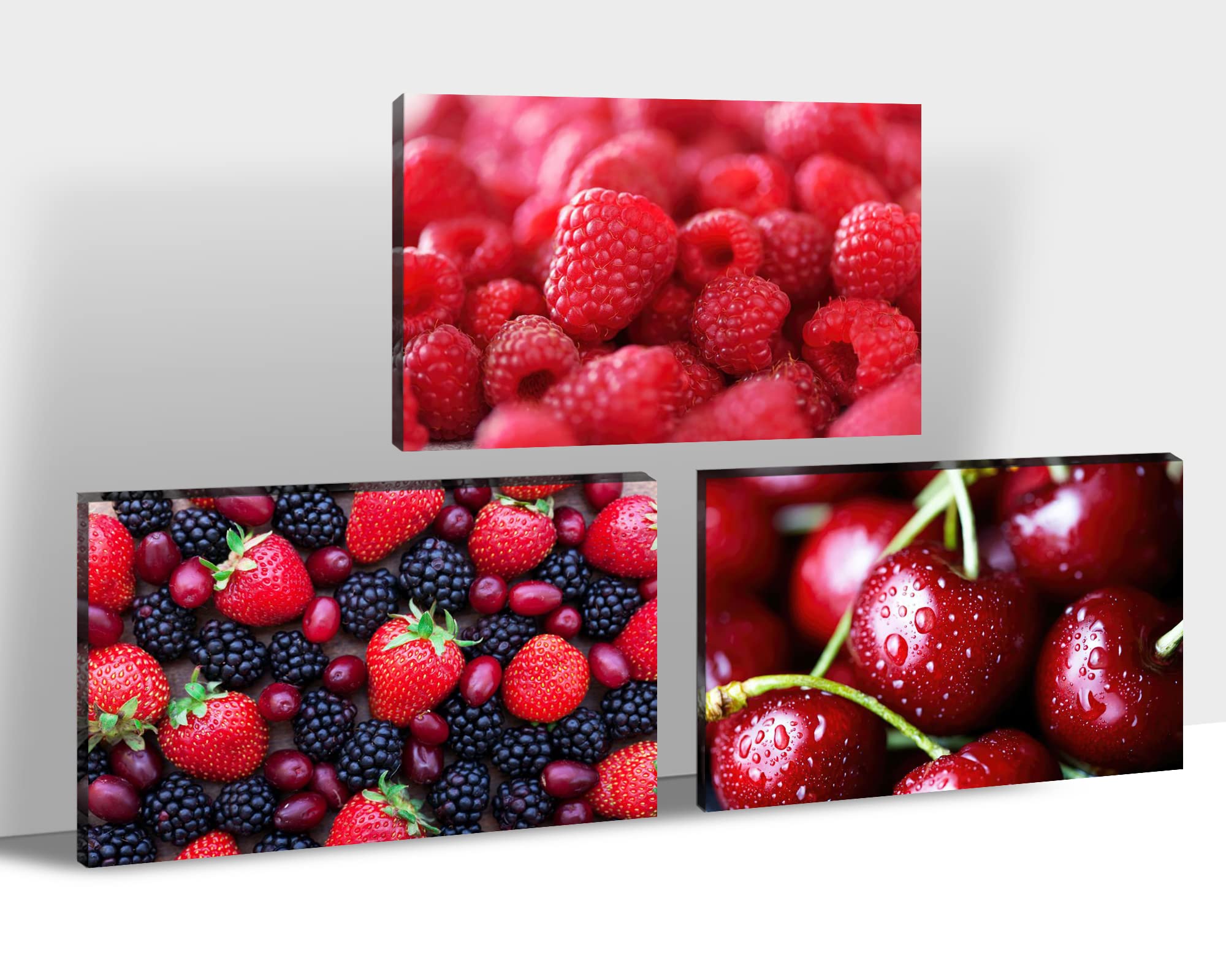TIMUBA Kitchen Canvas Wall Art Set of 3 - 24x36 Inch Fresh Fruit Paintings for Dining Room, Living Room & Home Decor - Perfect for Farmhouse, Modern & Rustic Interior Design