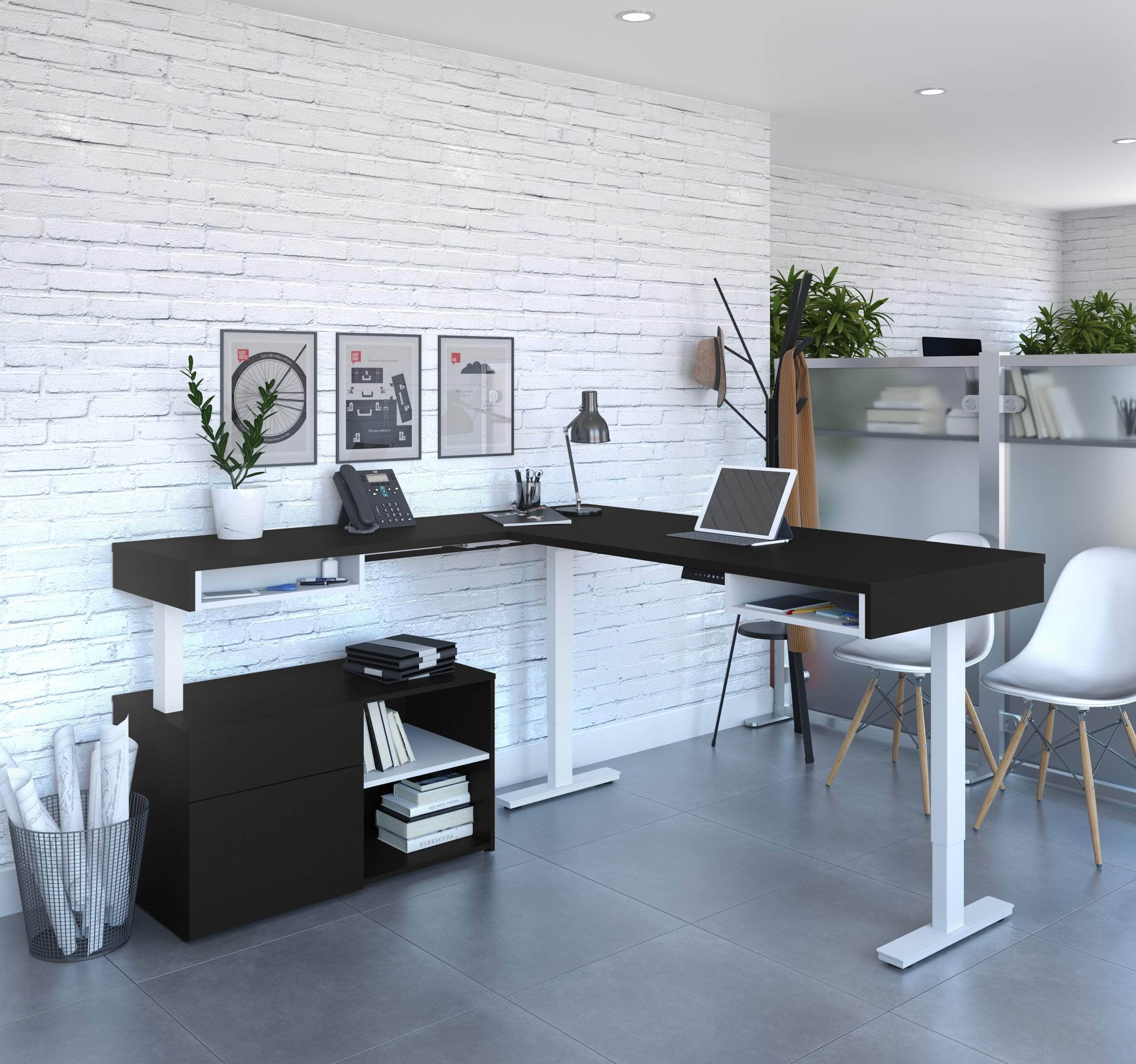 Viva 2-Piece L-Shaped Standing Desk & Credenza Set - 2 Color Options | Home Office & Workspace Solution