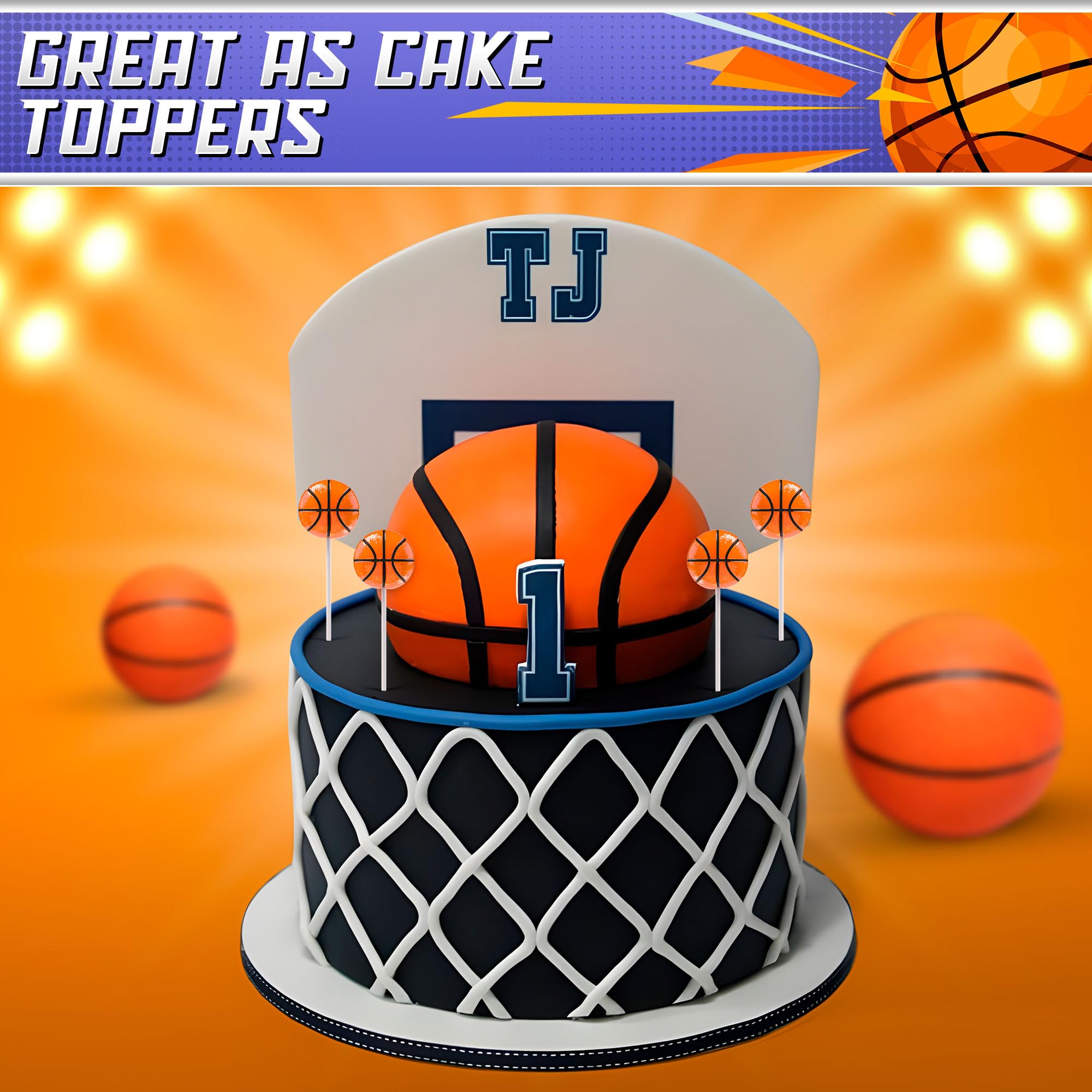 Basketball Lollipops 12 Pack - Bulk Basketball Candy for Sports Party Favors, Game Day Snacks & Team Decorations - Perfect for Basketball Birthday Parties, School Events and Sports Themed Celebrations