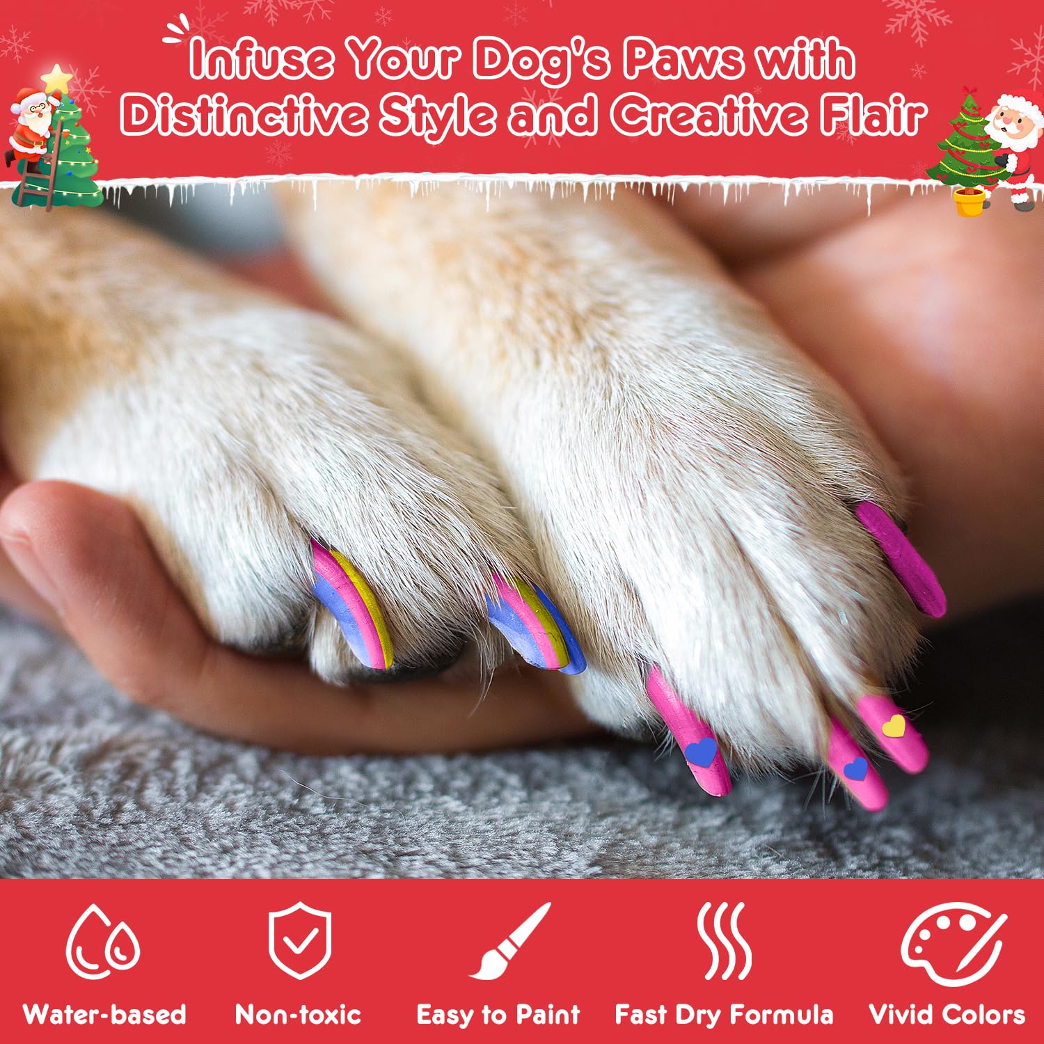 Quick Dry Dog Nail Polish Pens - 12 Color Safe Pet Nail Art Set for Puppy Grooming & Paw Care