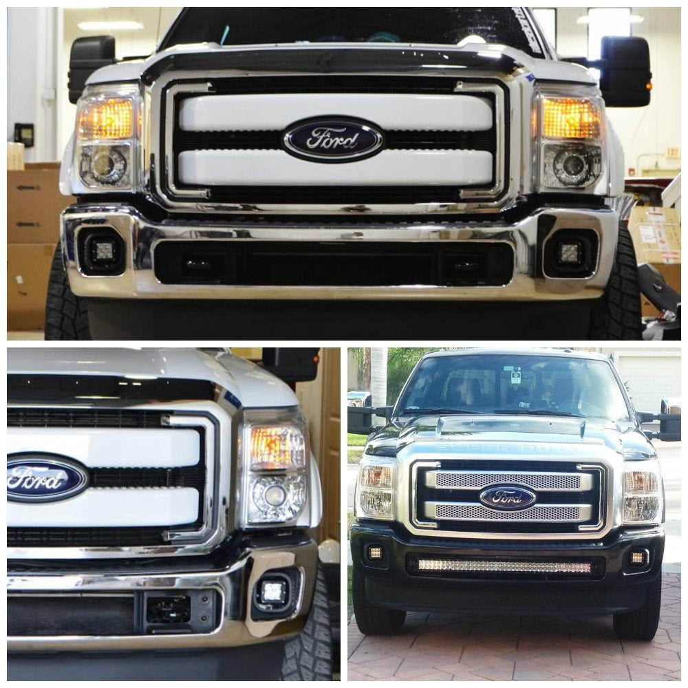 40W CREE LED Cube Fog Light Kit with Bezel Cover & Wiring Harness for 2011-2016 Ford F250 F350 F450 Trucks - Off-Road, Foggy Weather & Night Driving Lighting Upgrade