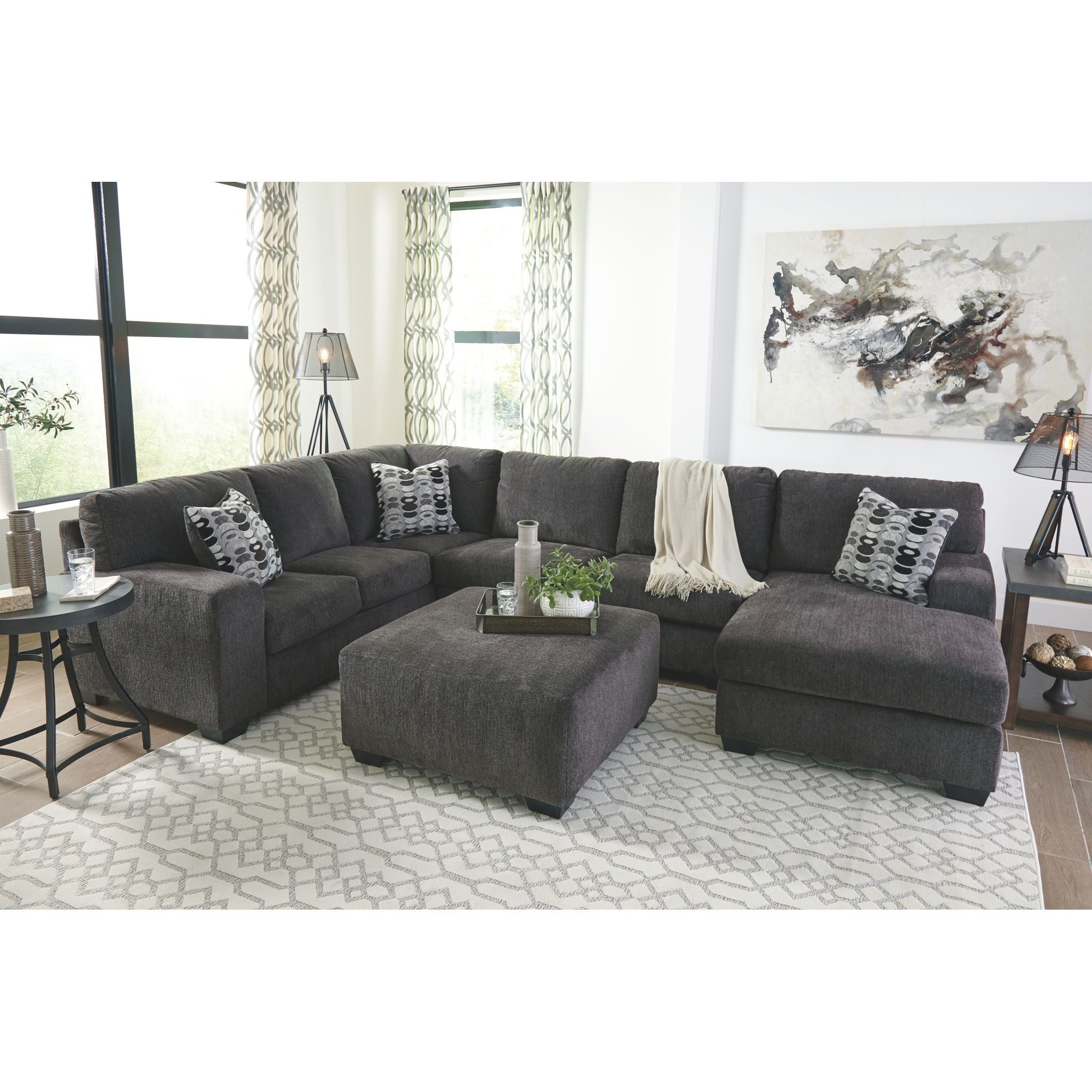 Ballinasloe Oversized Accent Ottoman - Large Round Storage Footrest Pouf with Tufted Design for Living Room, Bedroom & Home Decor