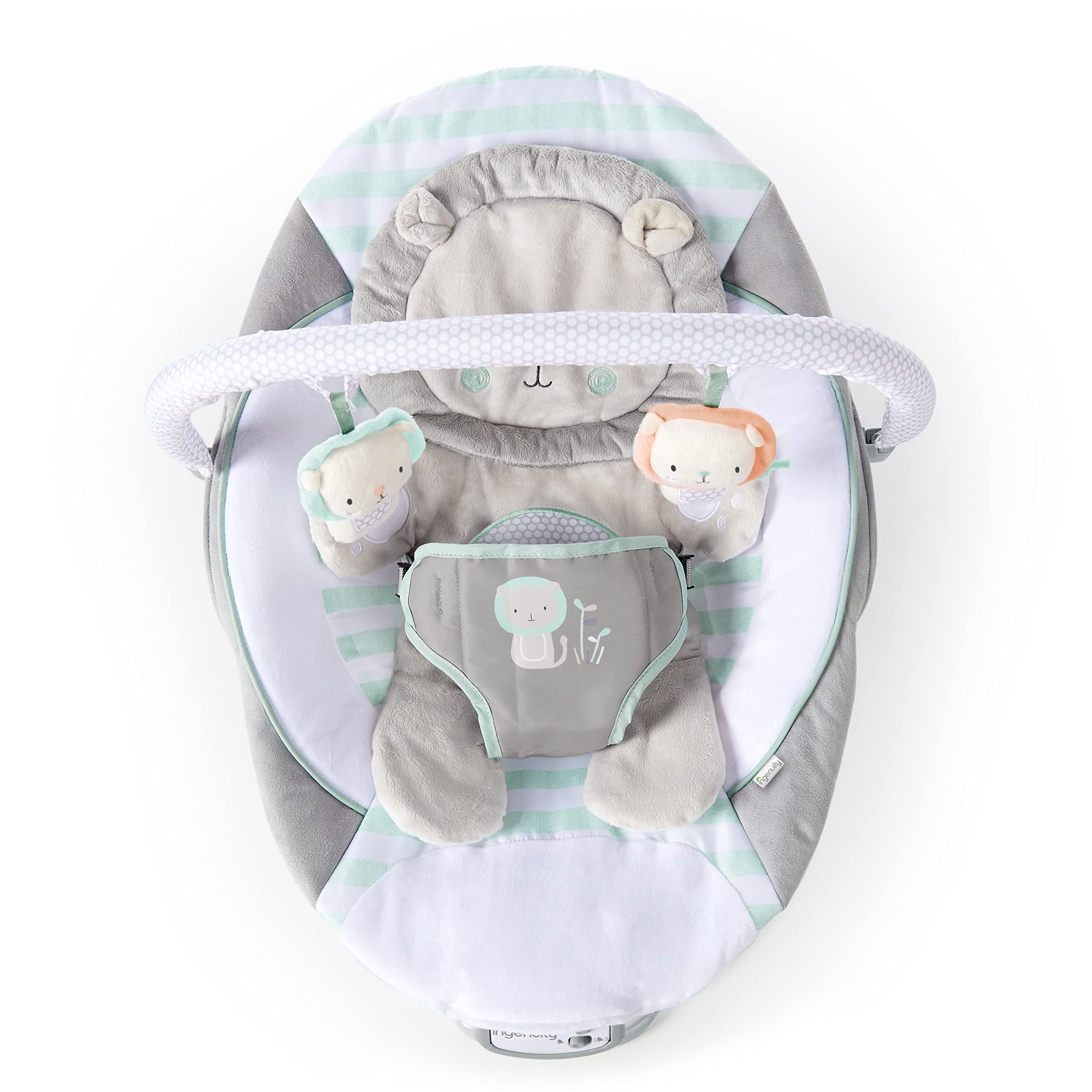 Ingenuity Baby Bouncer Seat with Vibration & Music - Landry The Lion | Portable Infant Bouncer with Soothing Vibrations & Lullabies | Perfect for Newborns, Playtime & Nursery Comfort