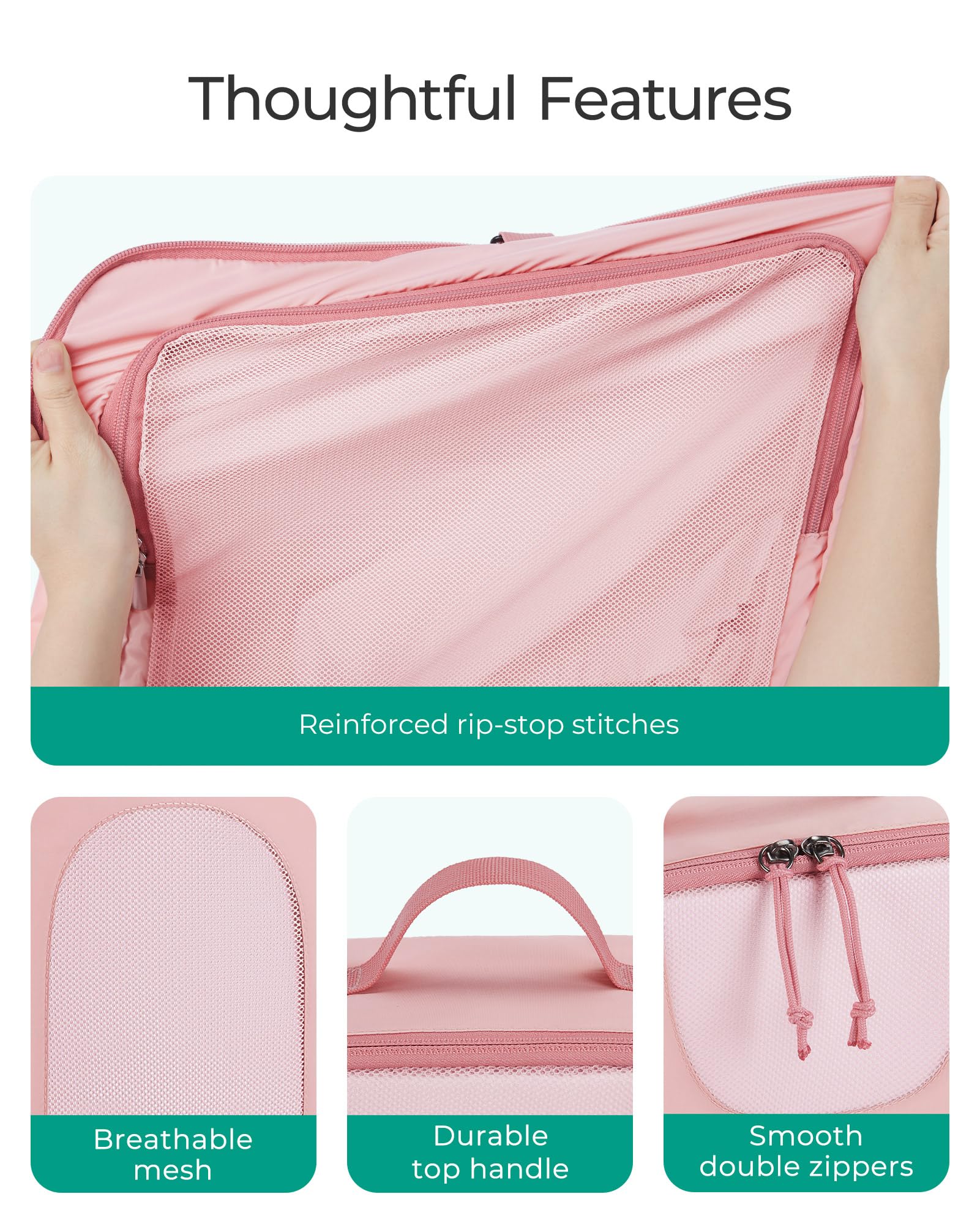 BAGSMART 6-Piece Hanging Travel Packing Cubes Set - Large Luggage Organizers for Women, Cruise Ship Essentials & Suitcase Organization - Perfect for Business Trips, Vacations & Weekend Getaways