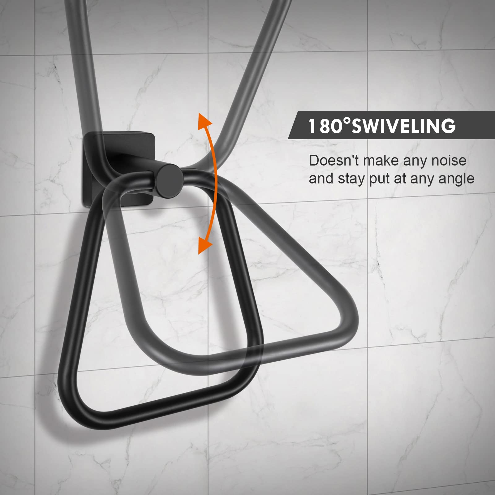 Matte Black Towel Ring - Stainless Steel Bathroom Holder for Hand Towels | Wall Mount Hanger for Bath Accessories