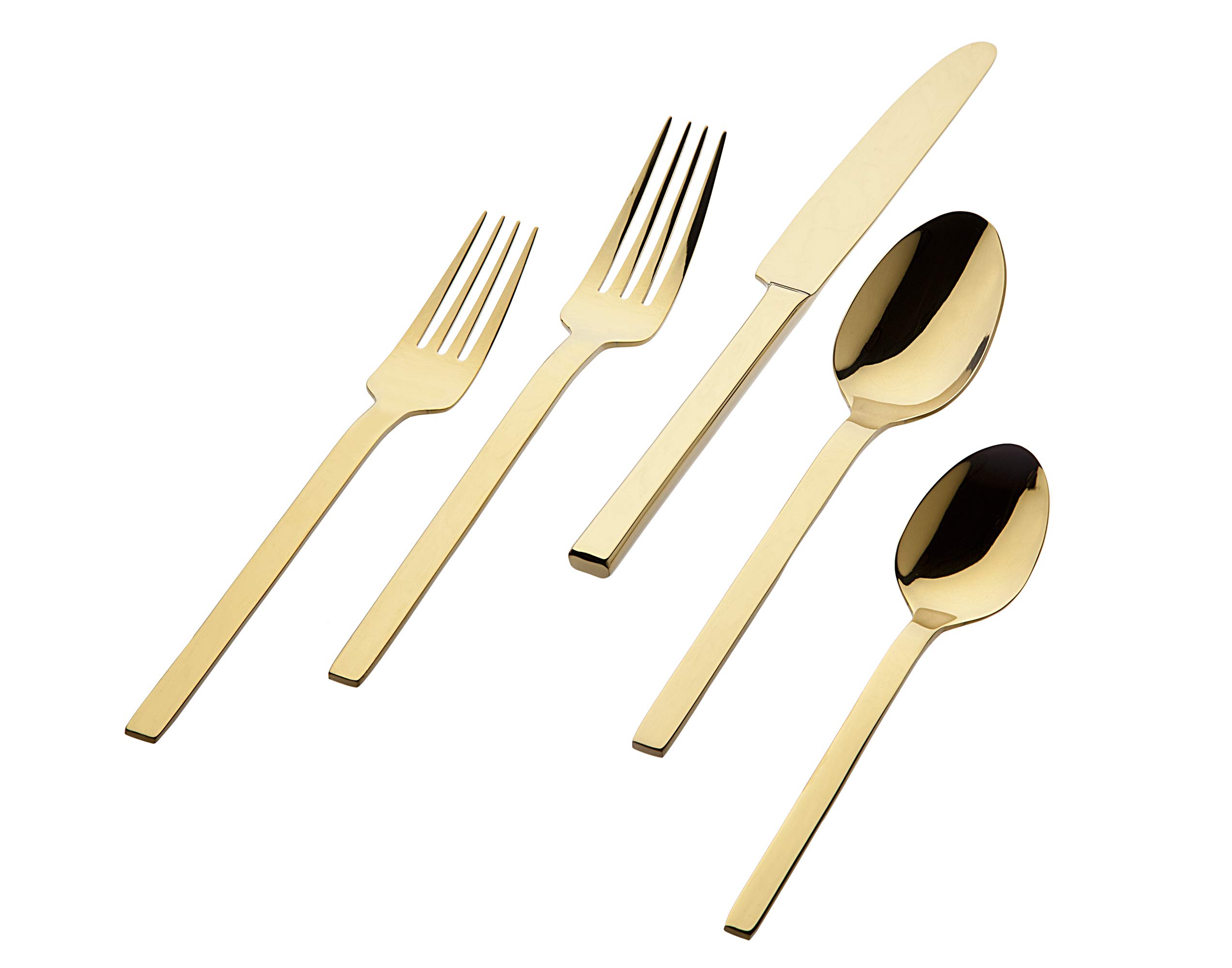 Premium Godinger 20-Piece Gold Mirror Flatware Set - Elegant Atlas Design for Fine Dining, Wedding Gifts & Special Occasions