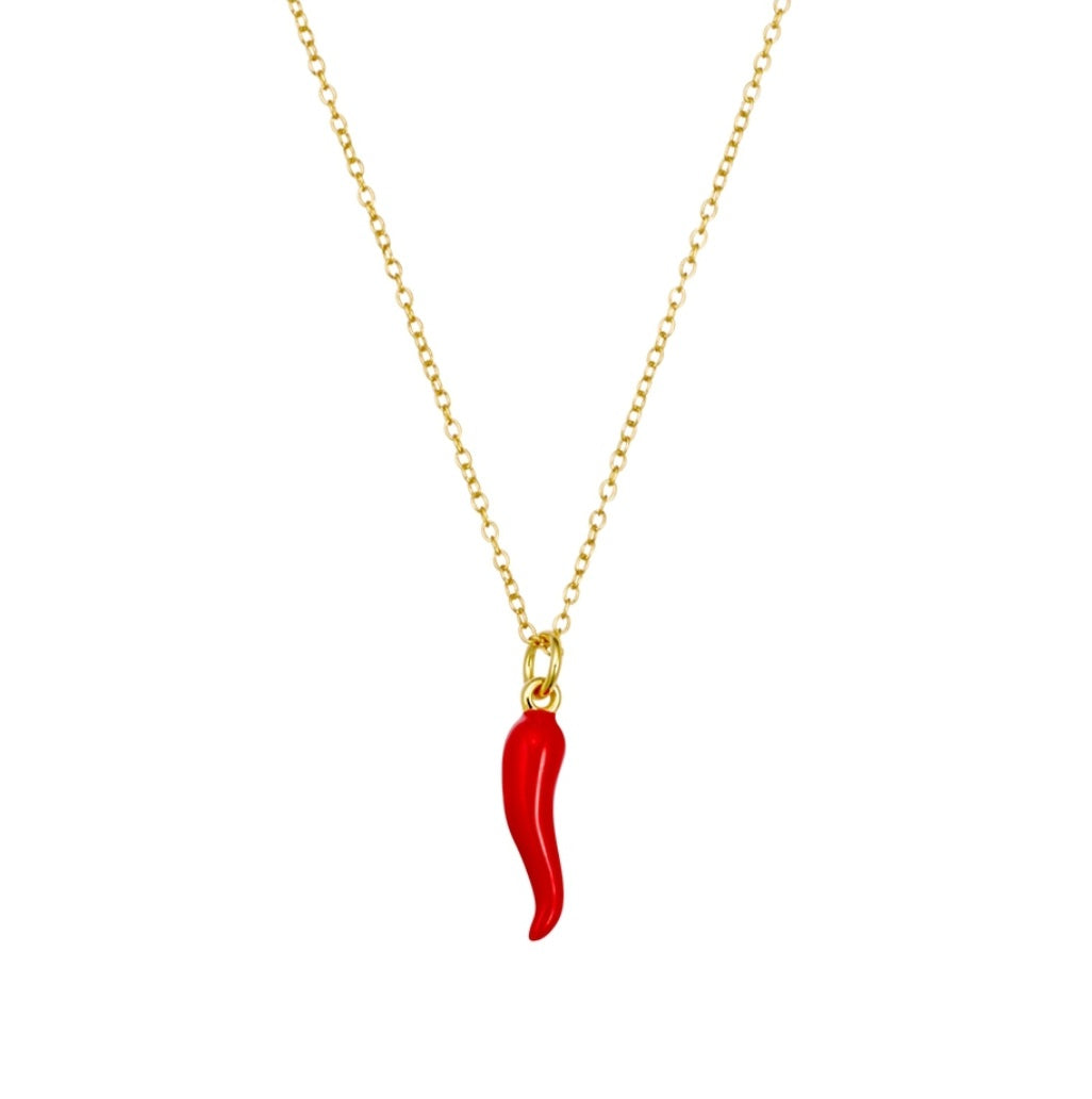 Italian Cornicello Horn Necklace - Red & Gold Good Luck Charm for Protection | Perfect Gift for Birthday, Anniversary & Spiritual Blessings