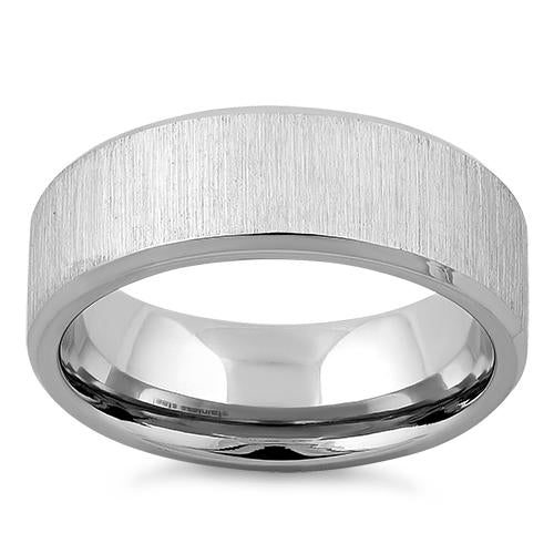 Polished Stainless Steel Beveled Brushed Finish Band Ring for Men & Women - Wedding, Engagement, Anniversary Gift Idea - Durable Everyday Jewelry for Casual & Formal Occasions