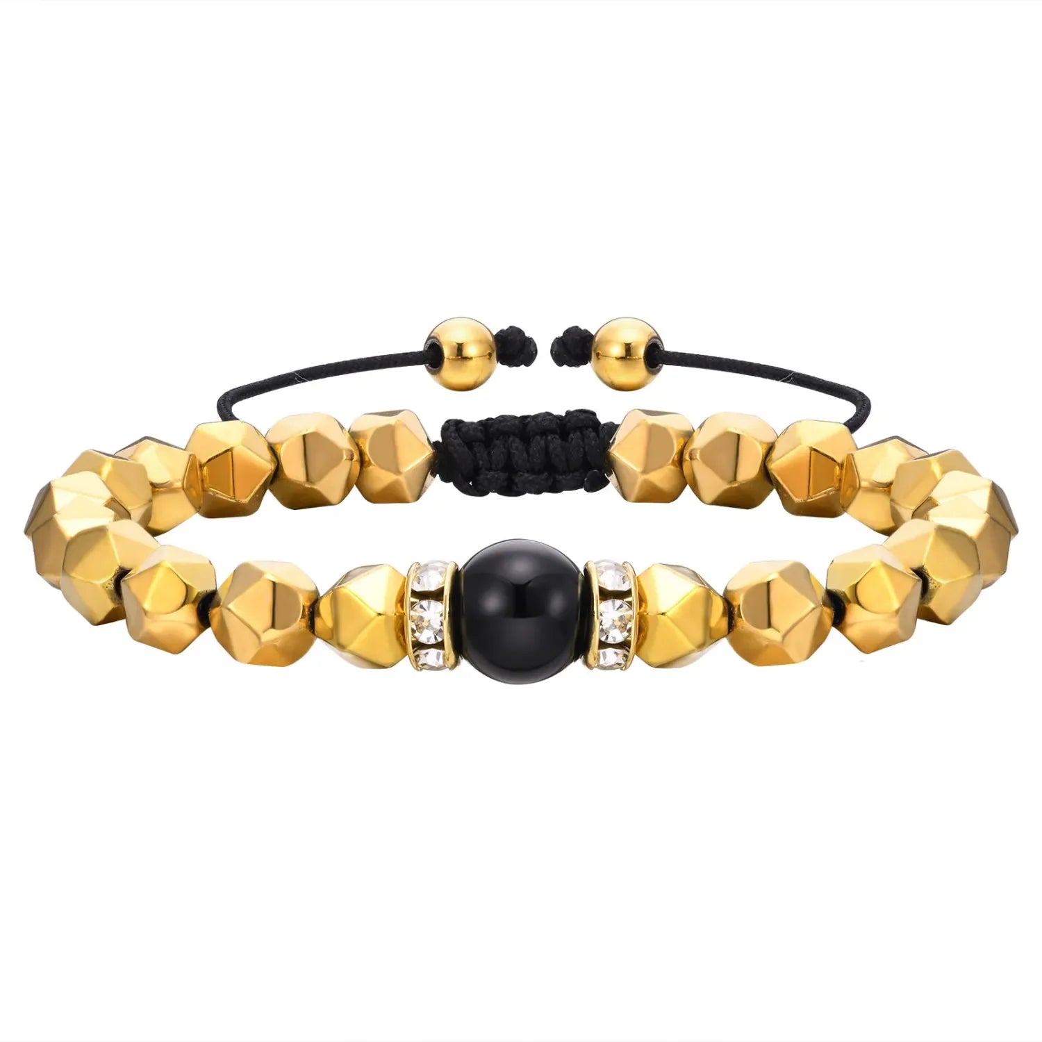 Hematite Black Gold Stone Bracelet for Men & Women - Healing Crystal Jewelry for Stress Relief & Positive Energy - Perfect for Meditation, Yoga & Daily Wear