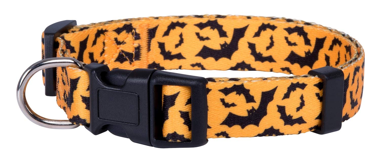 Native Pup Halloween Dog Collar with Bat Design - Adjustable Small Pet Collar for Costume Parties & Spooky Night Walks