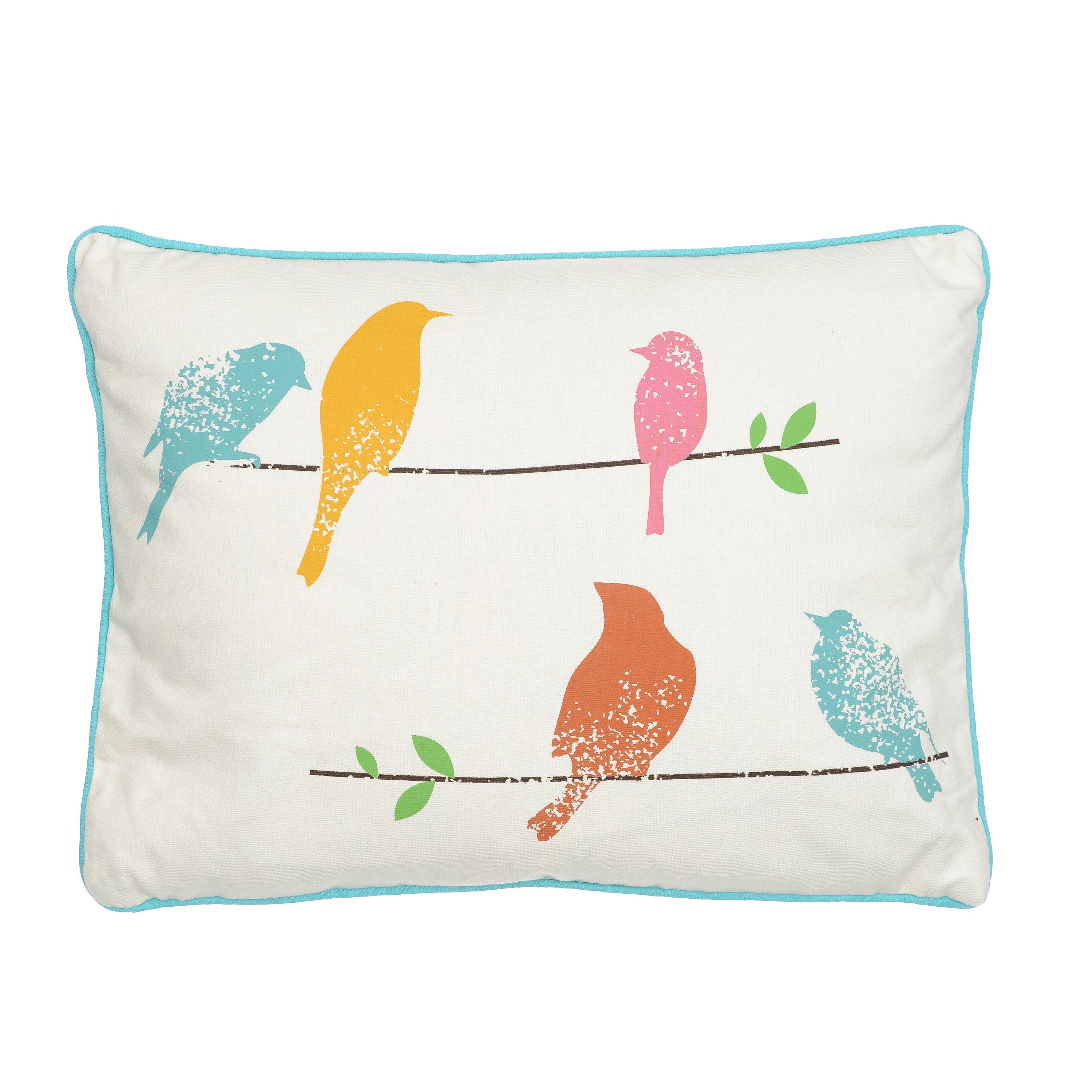 Ashbury Spring Birds Decorative Throw Pillow - Soft Floral Bird Print Cushion Cover for Sofa, Bed, Living Room & Home Decor