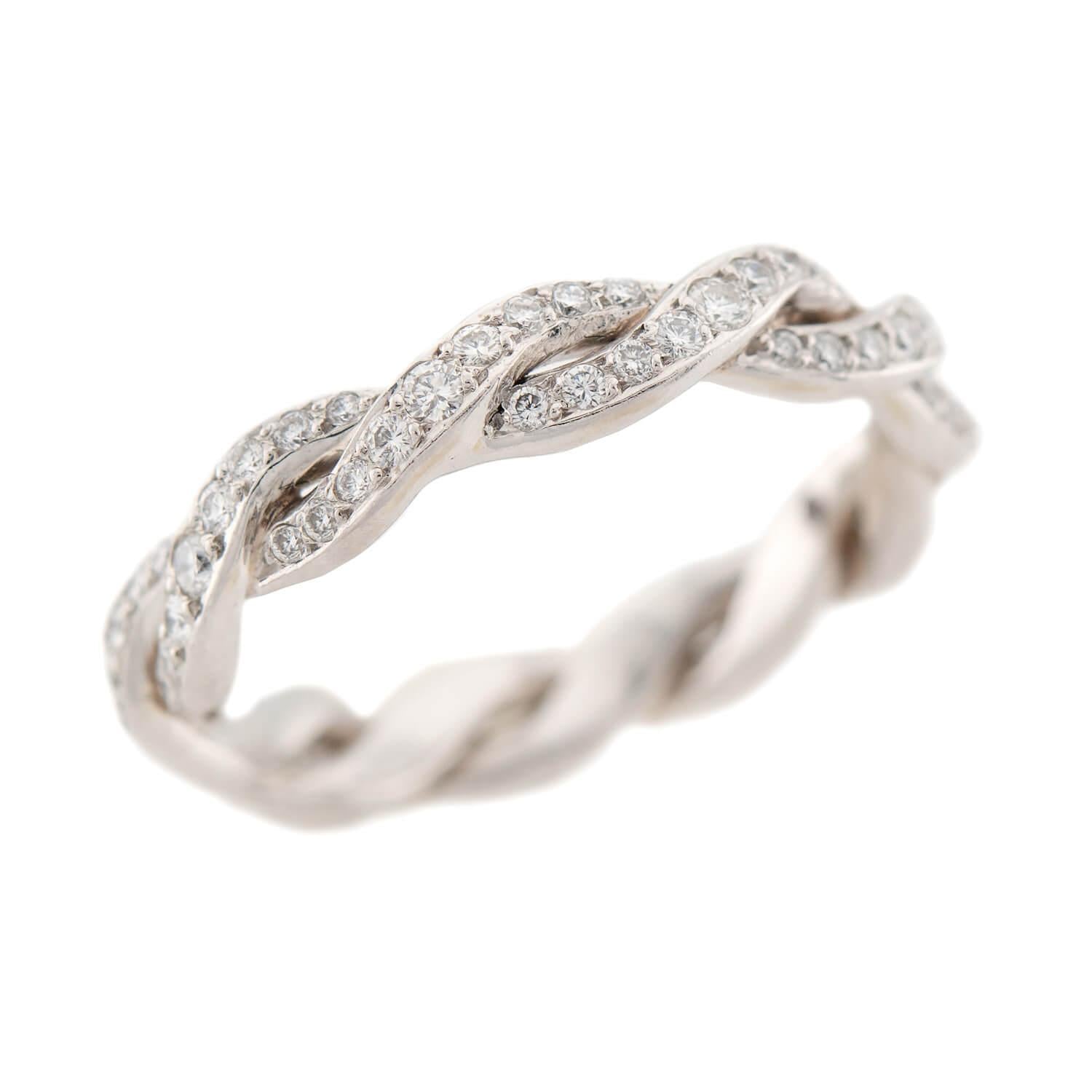 Platinum Diamond Braided Wedding Band for Women - Elegant Estate Jewelry for Engagement, Anniversary & Special Occasions