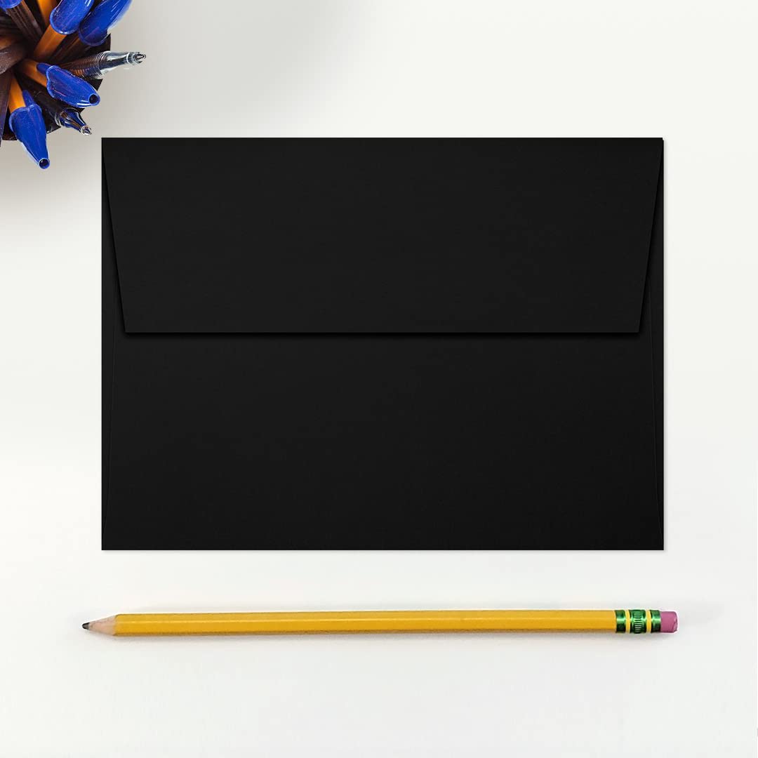 Premium LUXPAPER A7 Invitation Envelopes - 80 lb. Midnight Black Printable Envelopes for 5x7 Cards | Peel & Press Seal | 1000 Pack (5.25