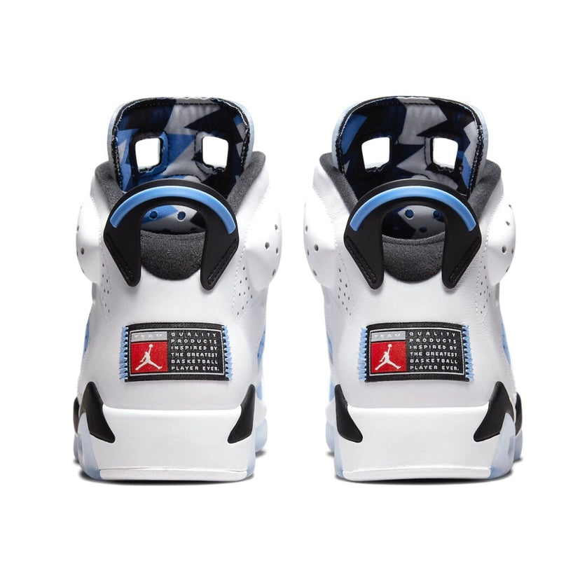 Air Jordan 6 Retro UNC University Blue White College Navy Black Men's Basketball Shoes - Perfect for Streetwear, Sneaker Collection & Basketball Games