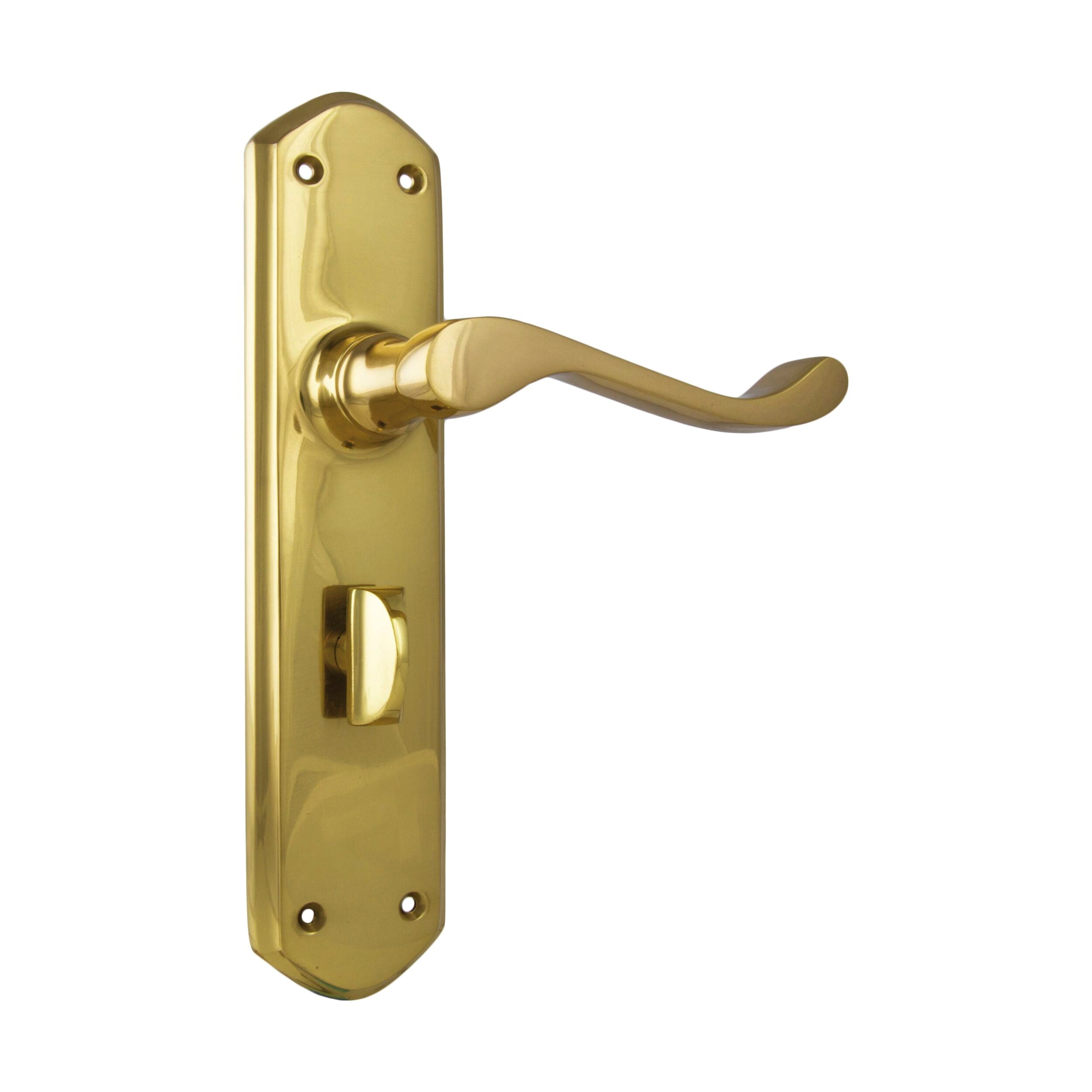 1042P Windsor Privacy Door Lever Set - Polished Brass - H200xP60xW45mm - Perfect for Bedrooms, Bathrooms & Private Spaces