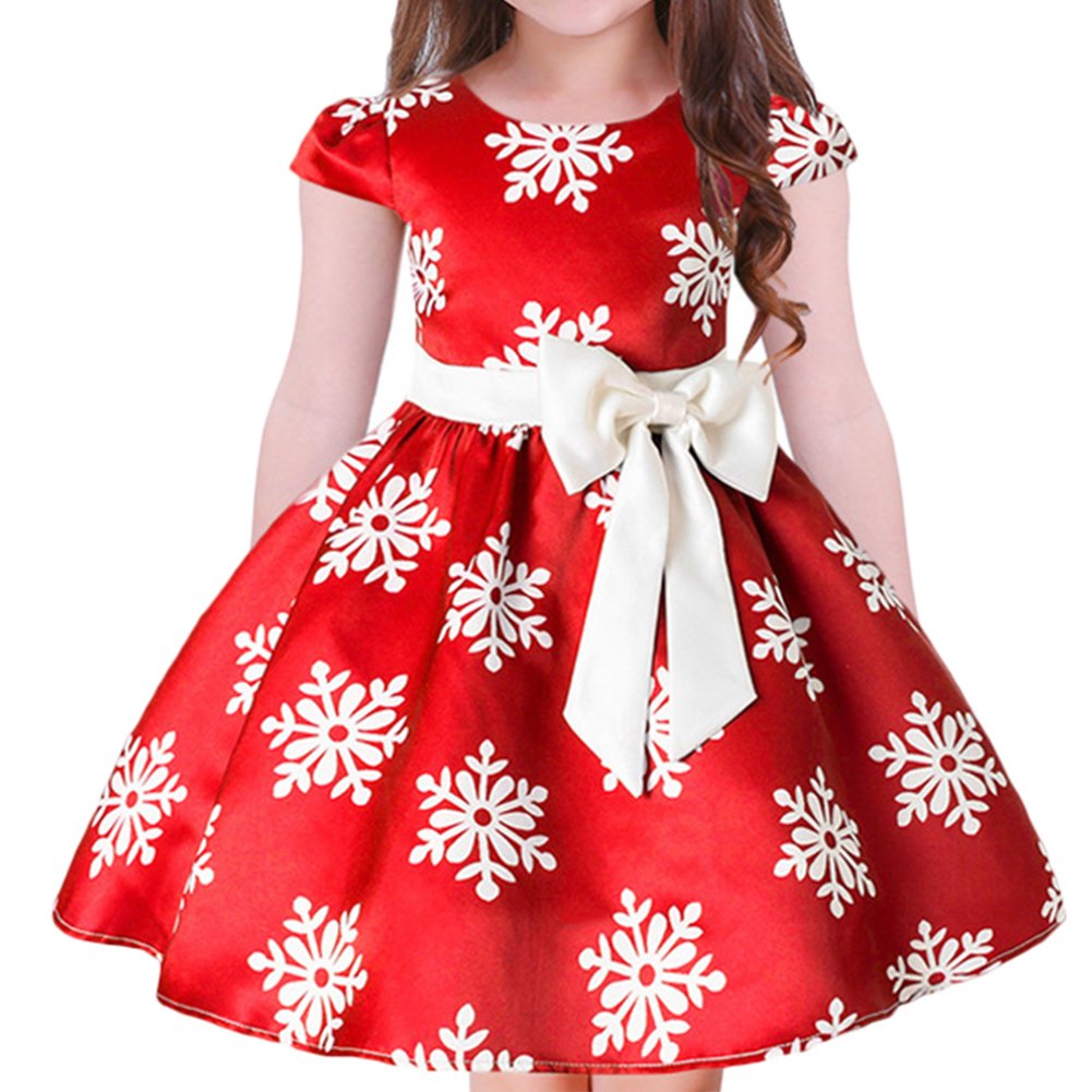 Baby Girls Princess Dress - Christmas Pageant Party Wedding Tutu Short Graduation Gown with Striped Snowflake Design | Perfect for Dance Recitals, Holiday Photos & Special Occasions