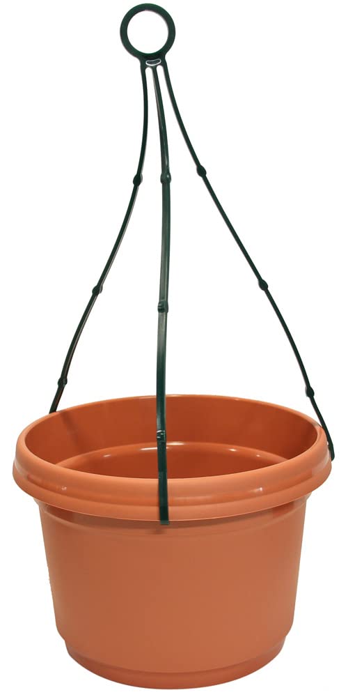 11 Inch Terra Cotta Hanging Flower Pot with Durable Hanger - Plastic Planter for Seedlings, Nursery, Colorful Flowers & Seed Starting - Perfect for Indoor Plants, Balcony Gardens & Home Decor