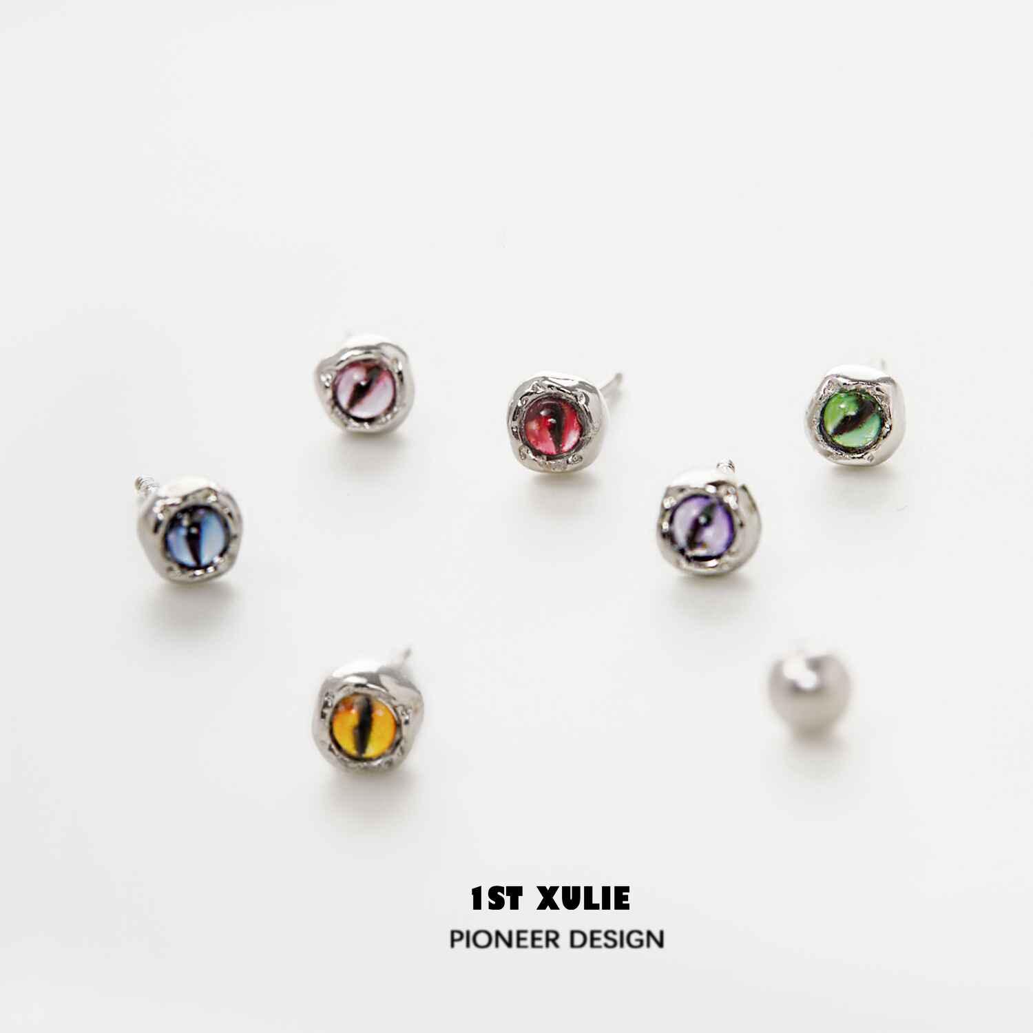 Little Demon Colorful S925 Sterling Silver Devil Eyes Stud Earrings for Women - Gothic Punk Jewelry for Halloween, Cosplay & Alternative Fashion