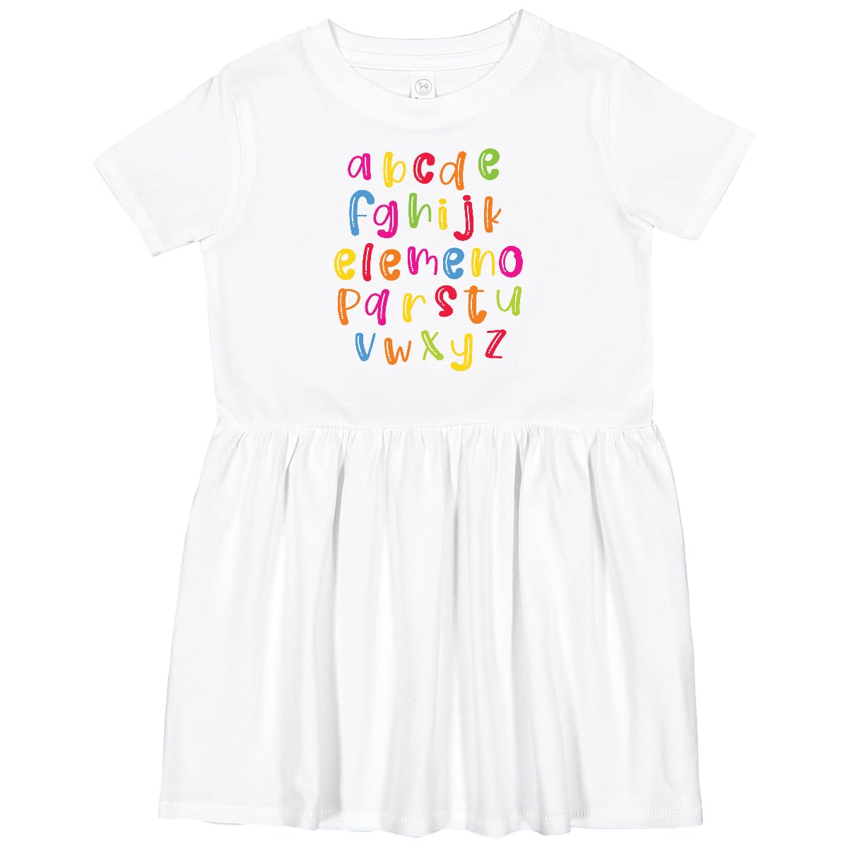 Inktastic Alphabet Lowercase School in Color Toddler Dress - Cute ABC Learning Outfit for Preschool & Daycare - Perfect for Classroom, Playdates & First Day of School