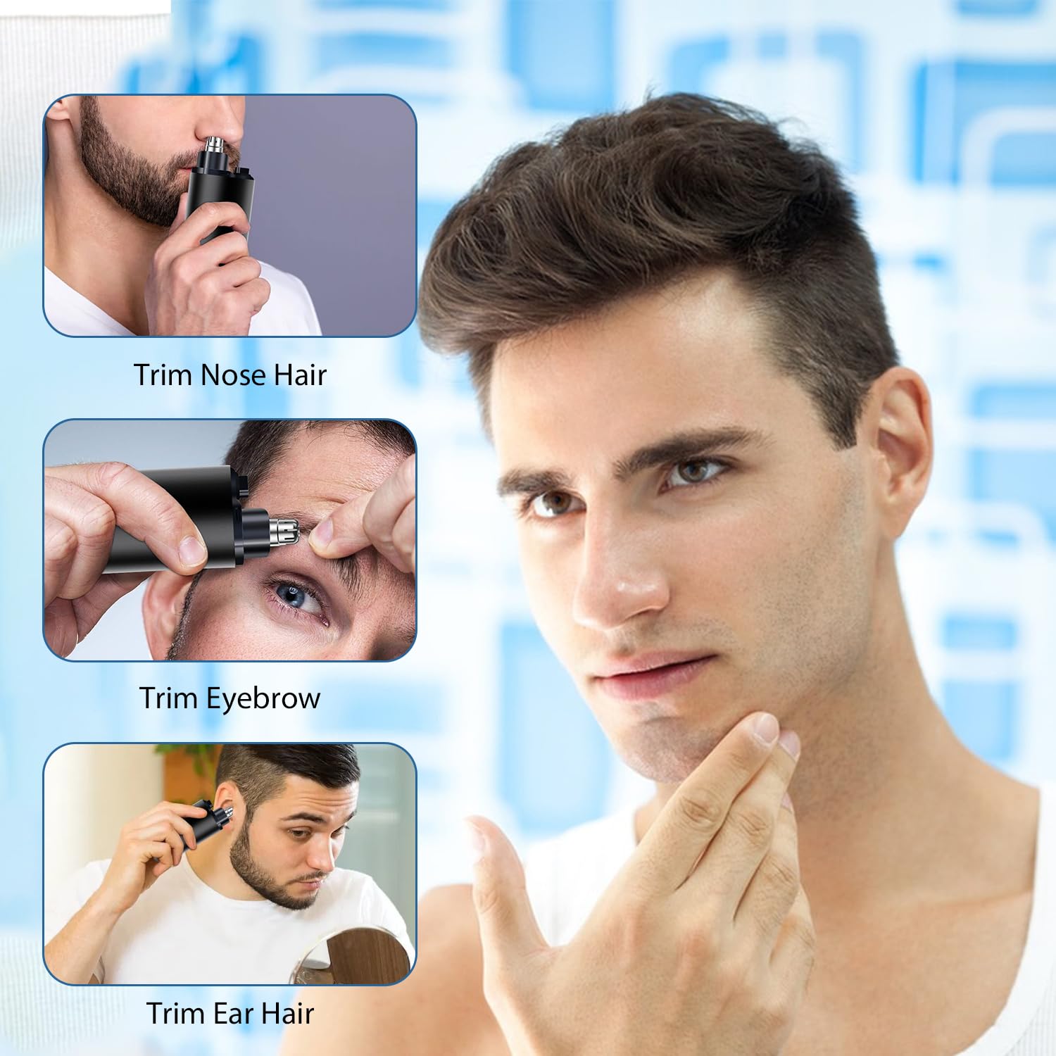 Premium USB Rechargeable Nose & Ear Hair Trimmer for Men - Waterproof 2-in-1 Grooming Kit with Stainless Steel Blades & LED Light - Compact Travel Design - Perfect Gift for Dad, Husband, Boyfriend - Ideal for Home, Gym, Office & Travel - Essential for Daily Grooming & Personal Care - Great for Business Trips, Meetings & Home Grooming Routine - Best for Travelers, Professionals & Busy Lifestyles