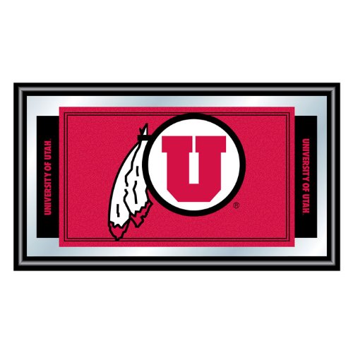 University of Utah Logo & Mascot Framed Wall Mirror - Perfect for Dorm Decor, Game Room, or Fan Cave - Officially Licensed Utes Memorabilia