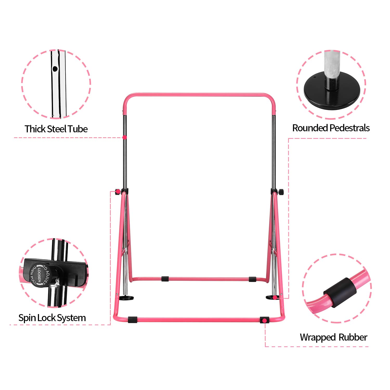 Adjustable Kids Gymnastics Bar - Junior Training & Monkey Bars for Home Play